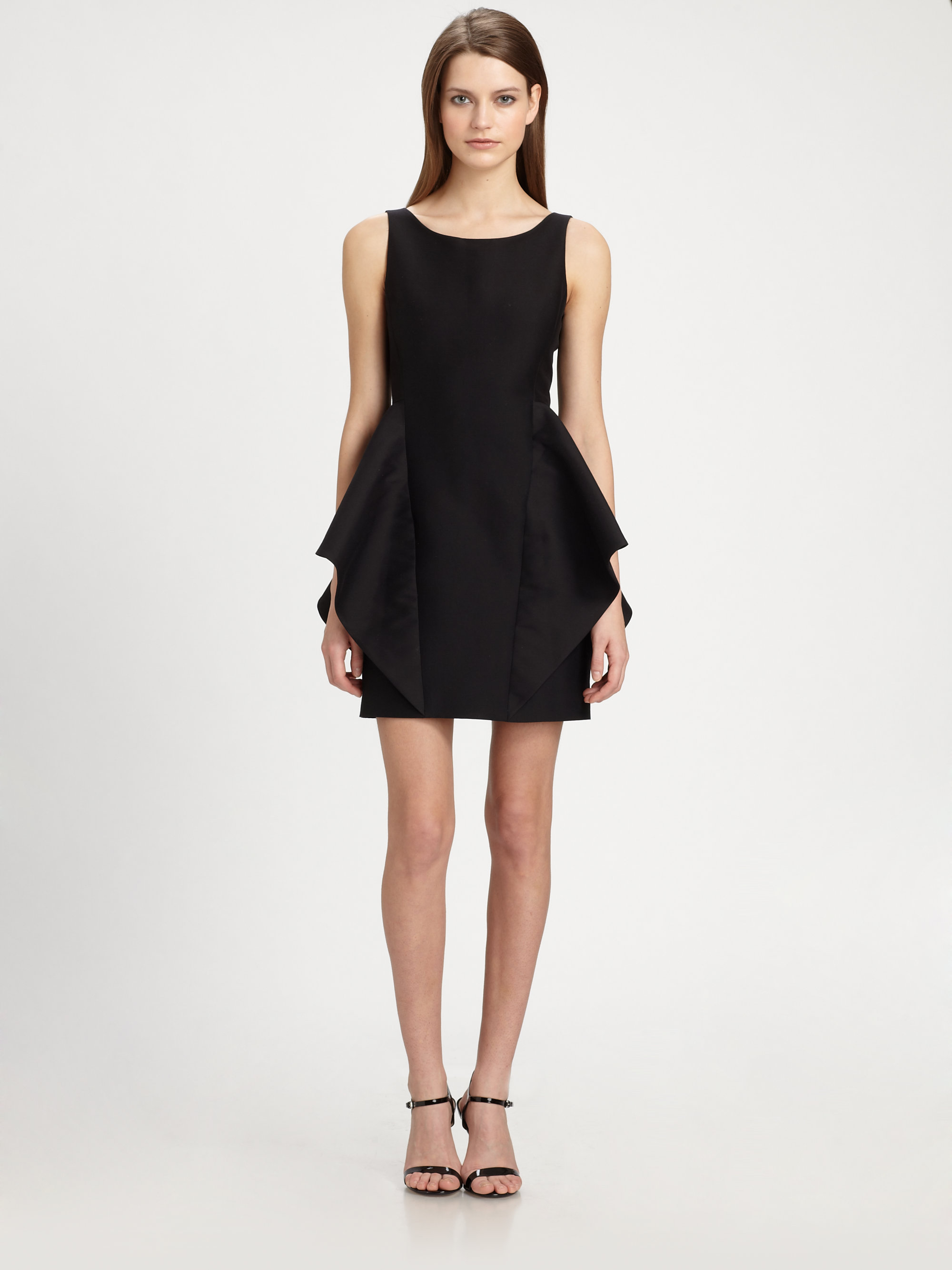 Halston Heritage Ruffle Peplum Dress in Black | Lyst