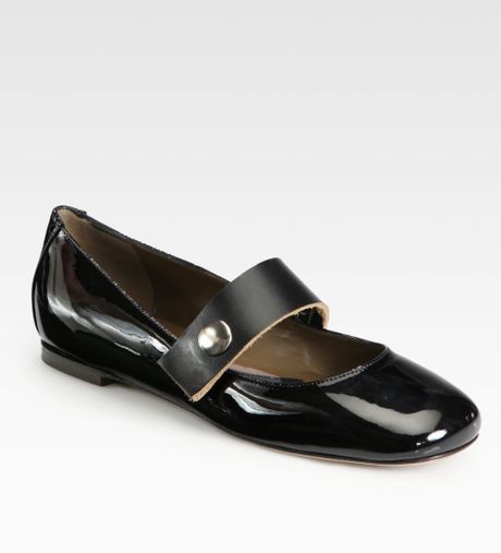 Marni Patent Leather Mary Jane Ballet Flats in Black (coal) | Lyst