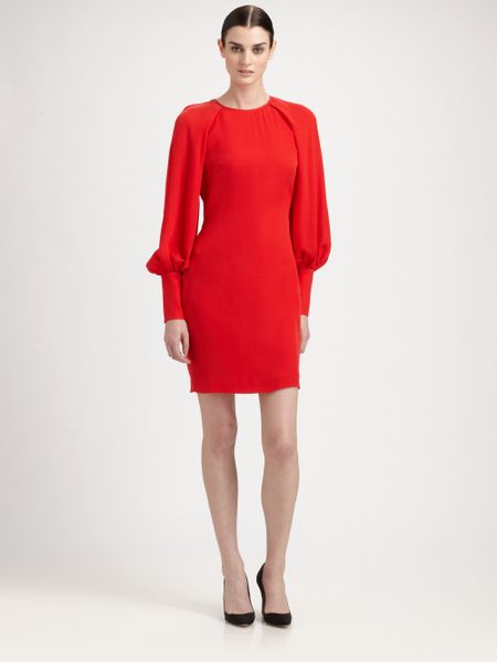 Martin Grant Longsleeve Silk Dress in Red | Lyst