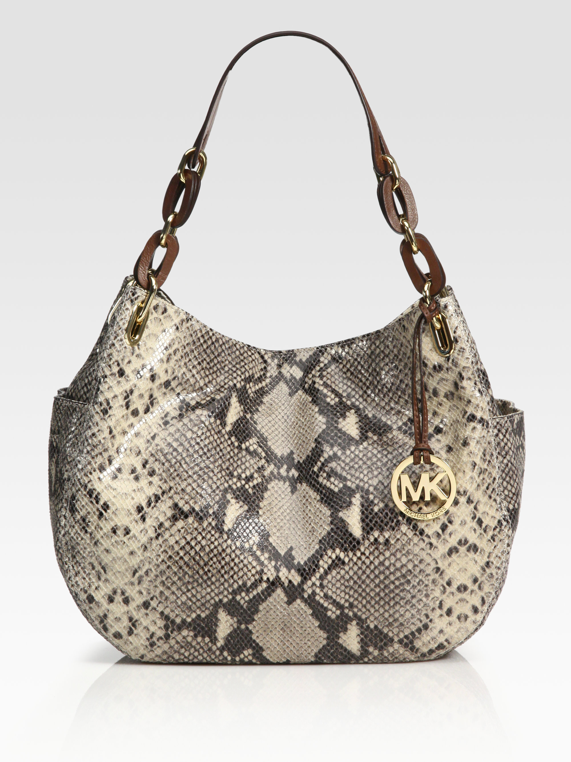 Michael By Michael Kors Lilly Crocembosssed Leather Shoulder Bag in ...
