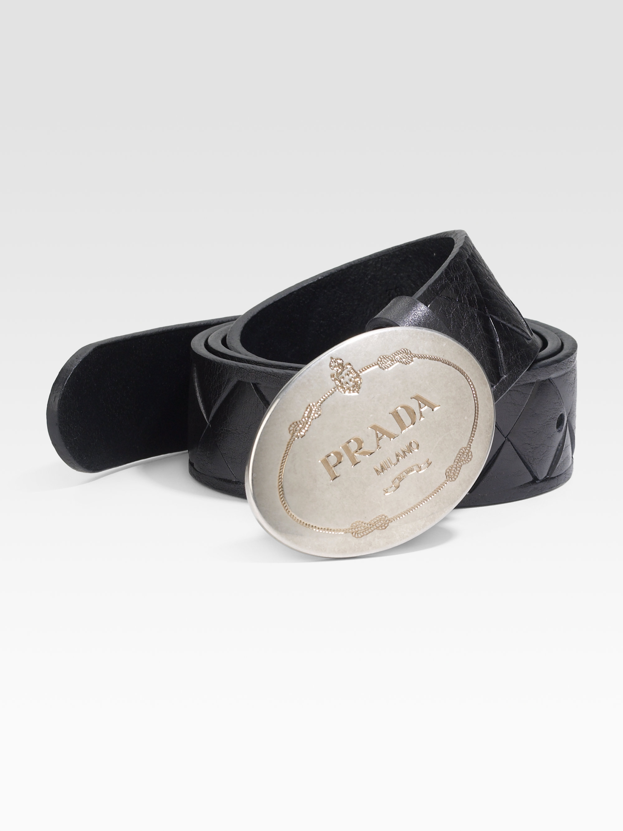 Prada Leather Belt in Black for Men | Lyst  