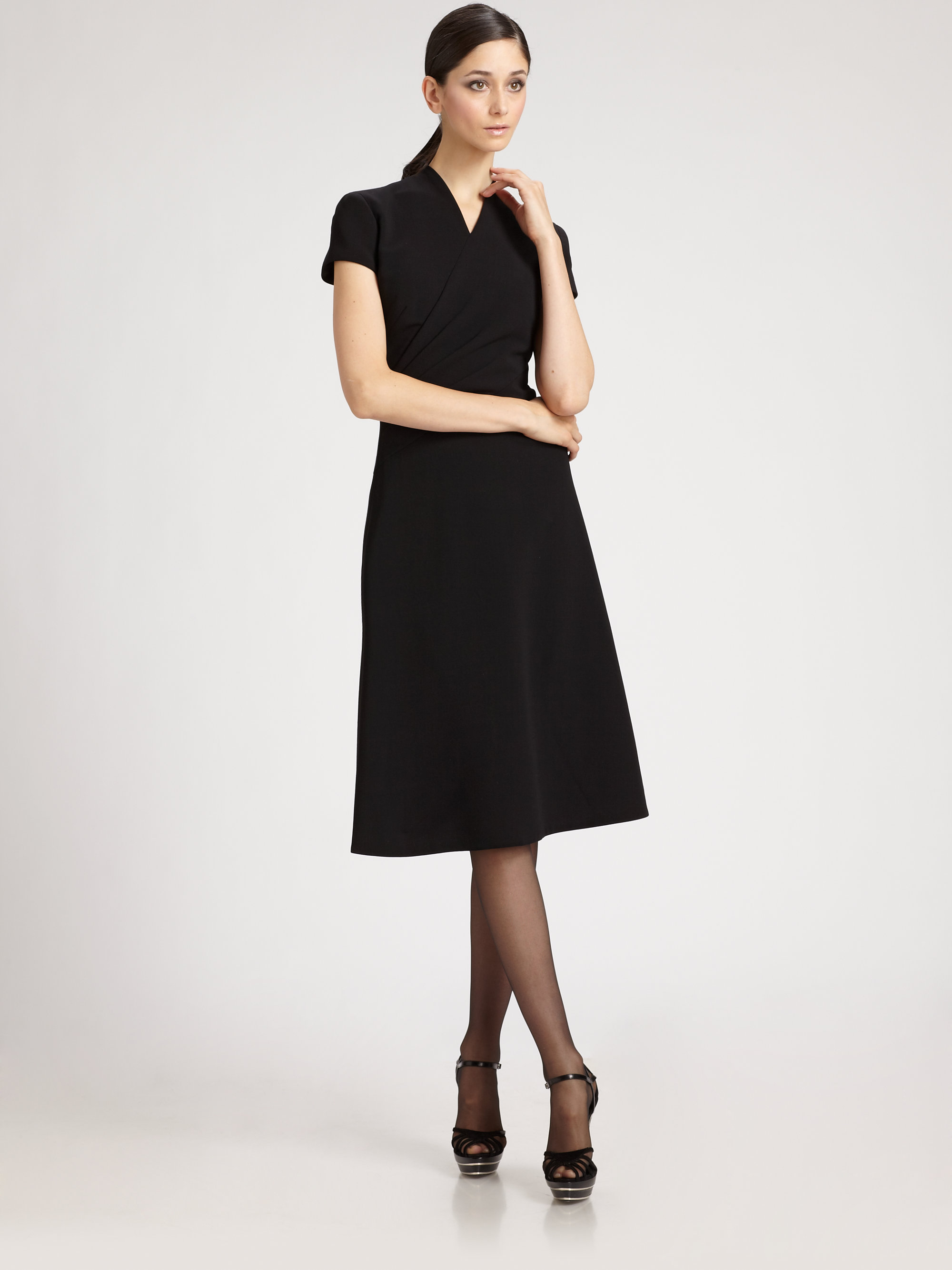 Ralph Lauren Collection Wool Harper Dress in Black | Lyst