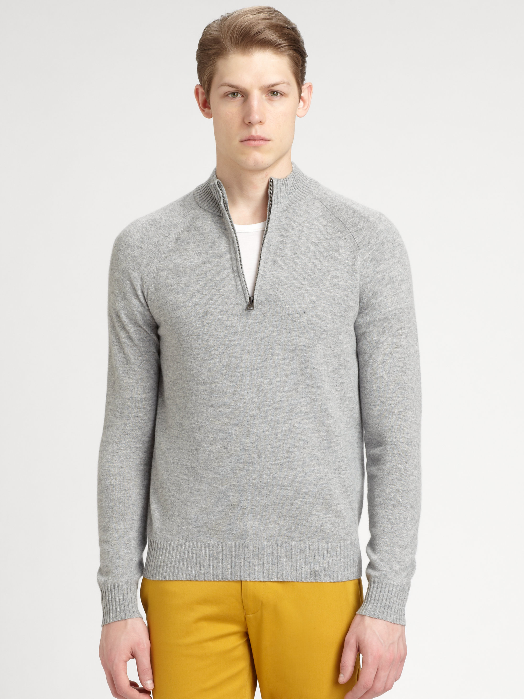 Theory Lorenz Halfzip Cashmere Sweater in Gray for Men (grey) | Lyst