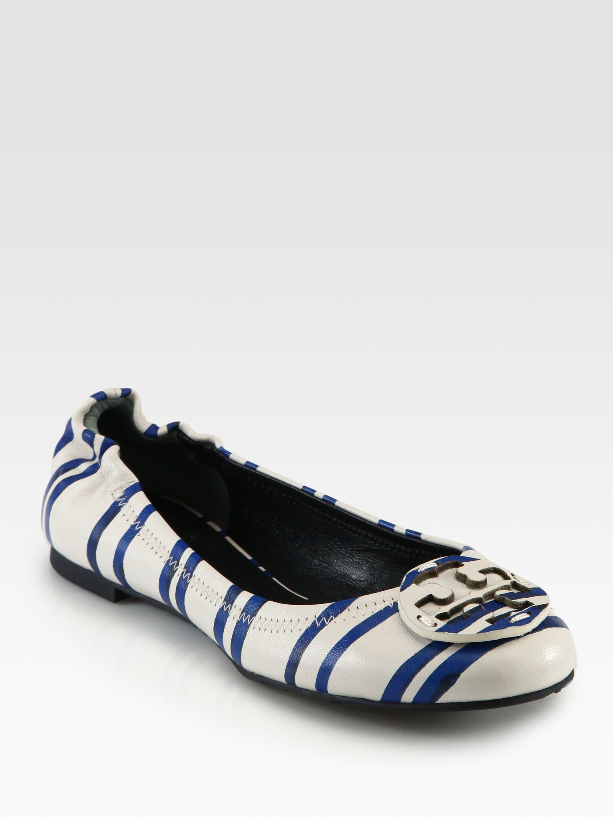 Tory Burch Reva Striped Leather Ballet Flats Lyst