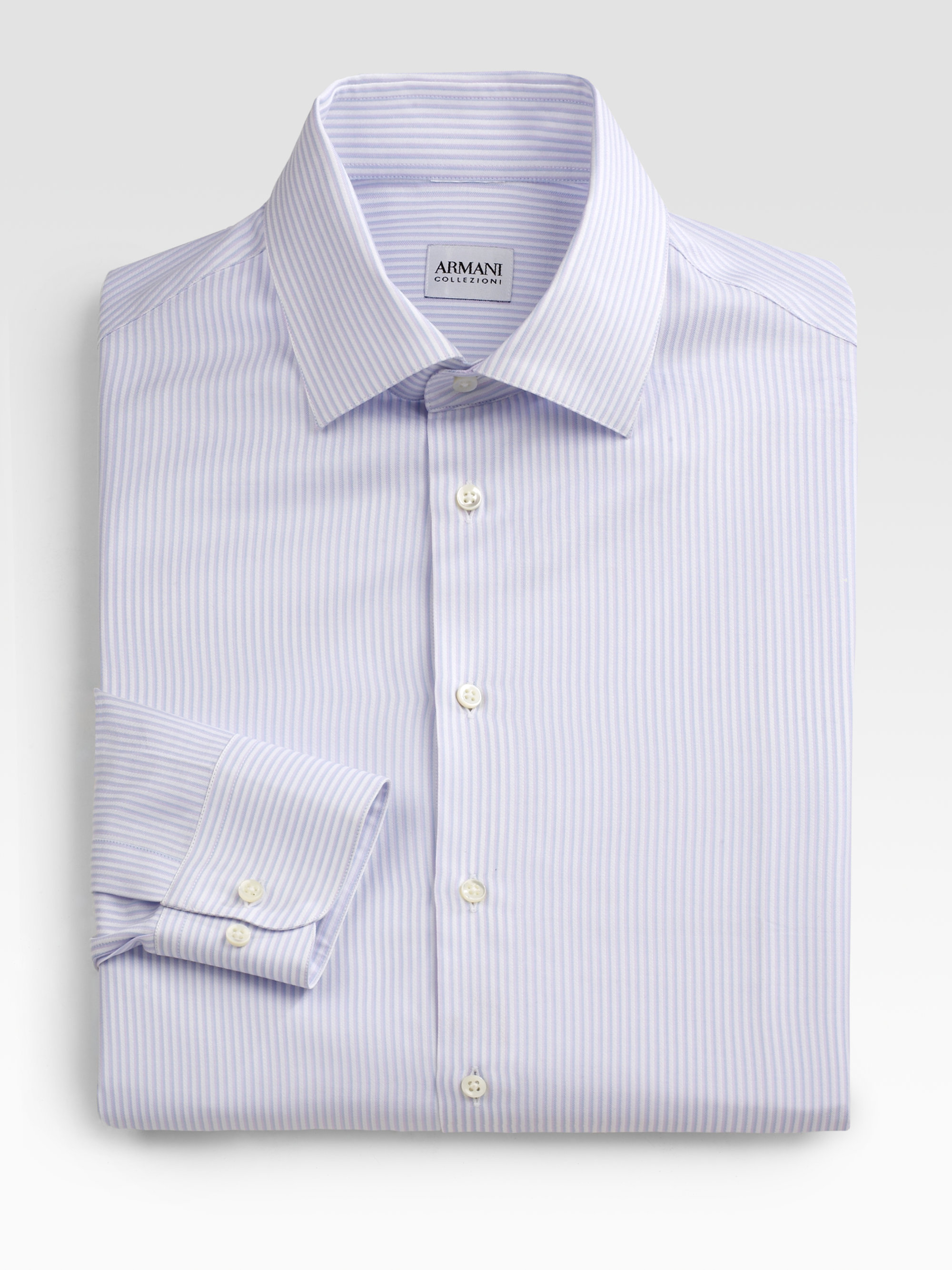 purple and white striped dress shirt