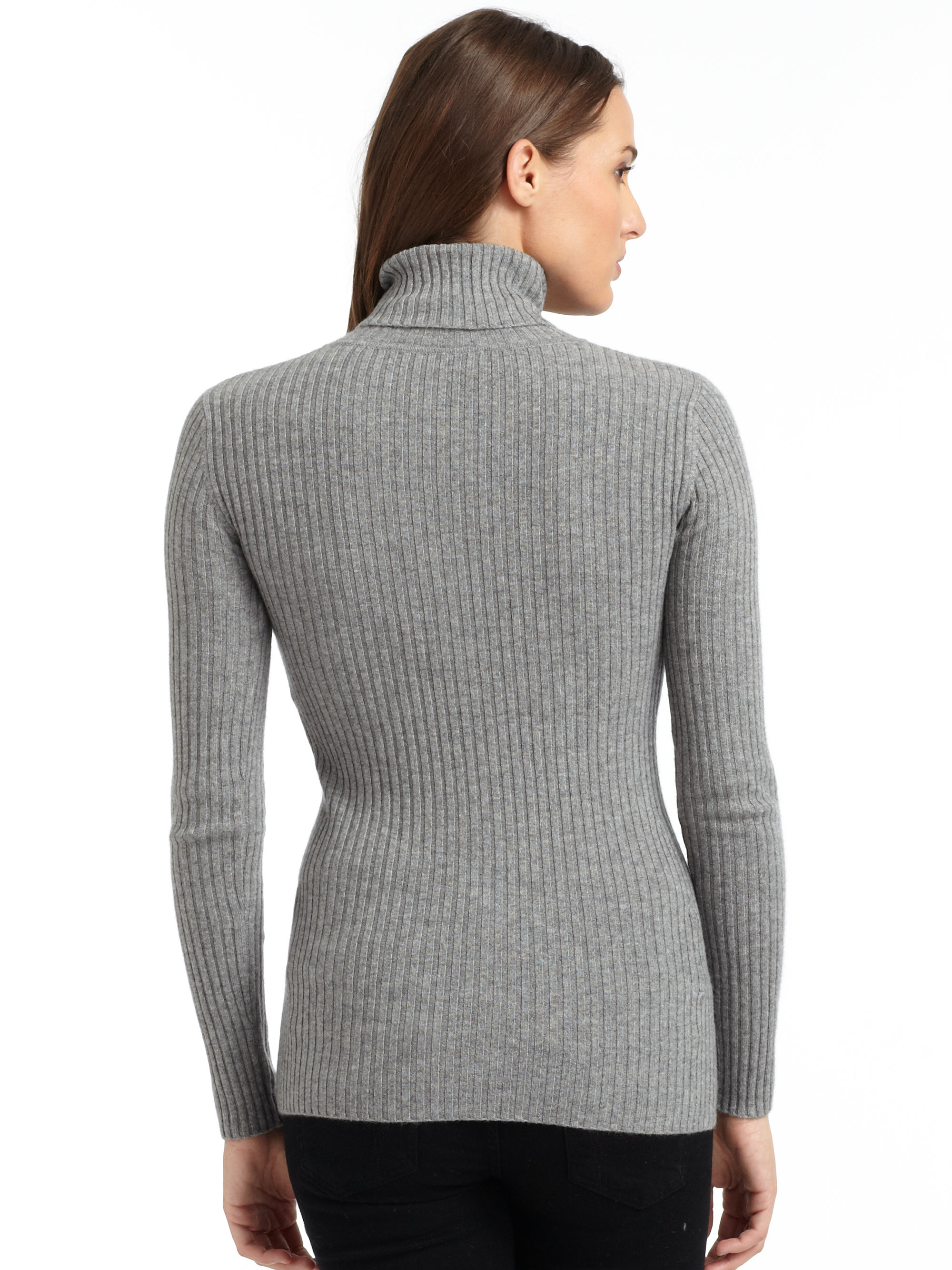 Autumn cashmere Cashmere Ribbed Turtleneck Sweater in Gray | Lyst