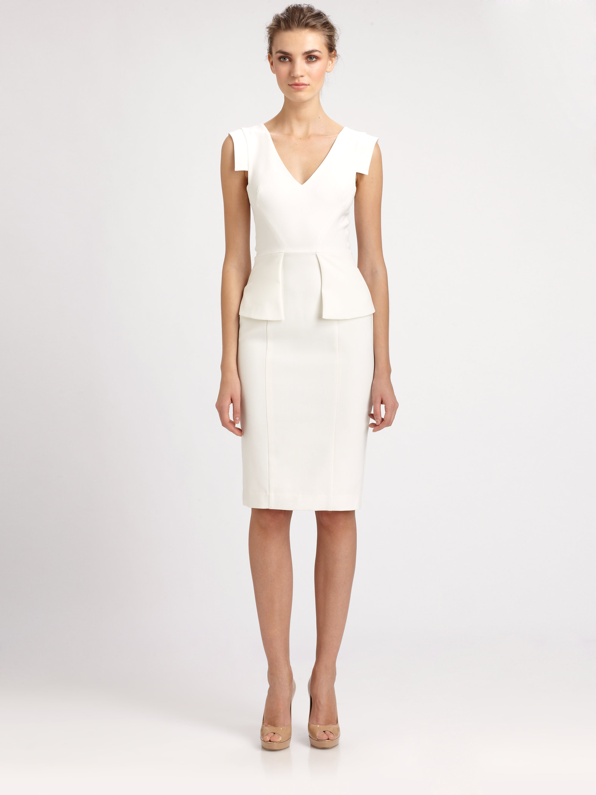 Black halo Gabardine Keyton Dress in White | Lyst