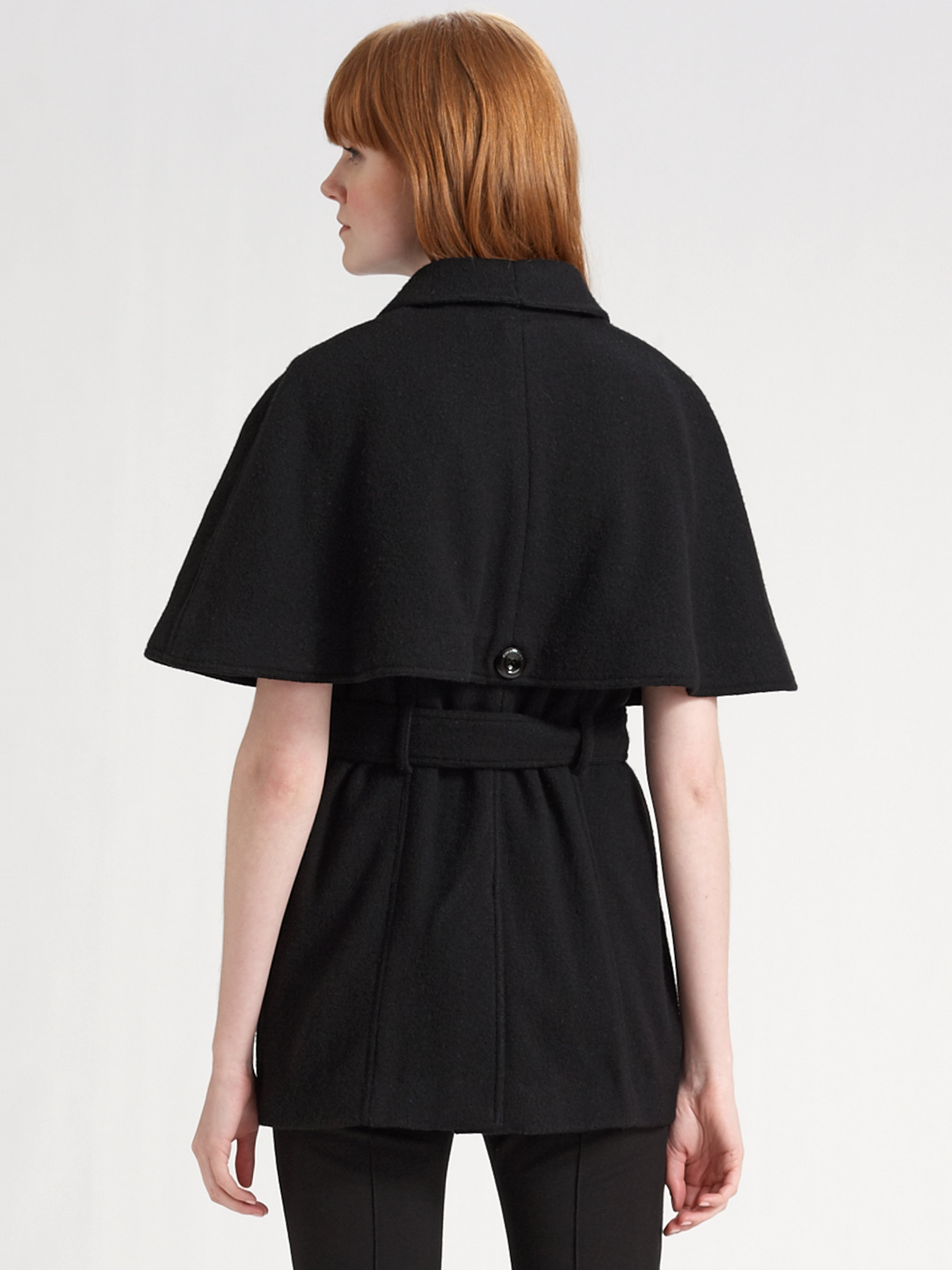 Lyst - Burberry Cape Sleeve Knit Jacket in Black