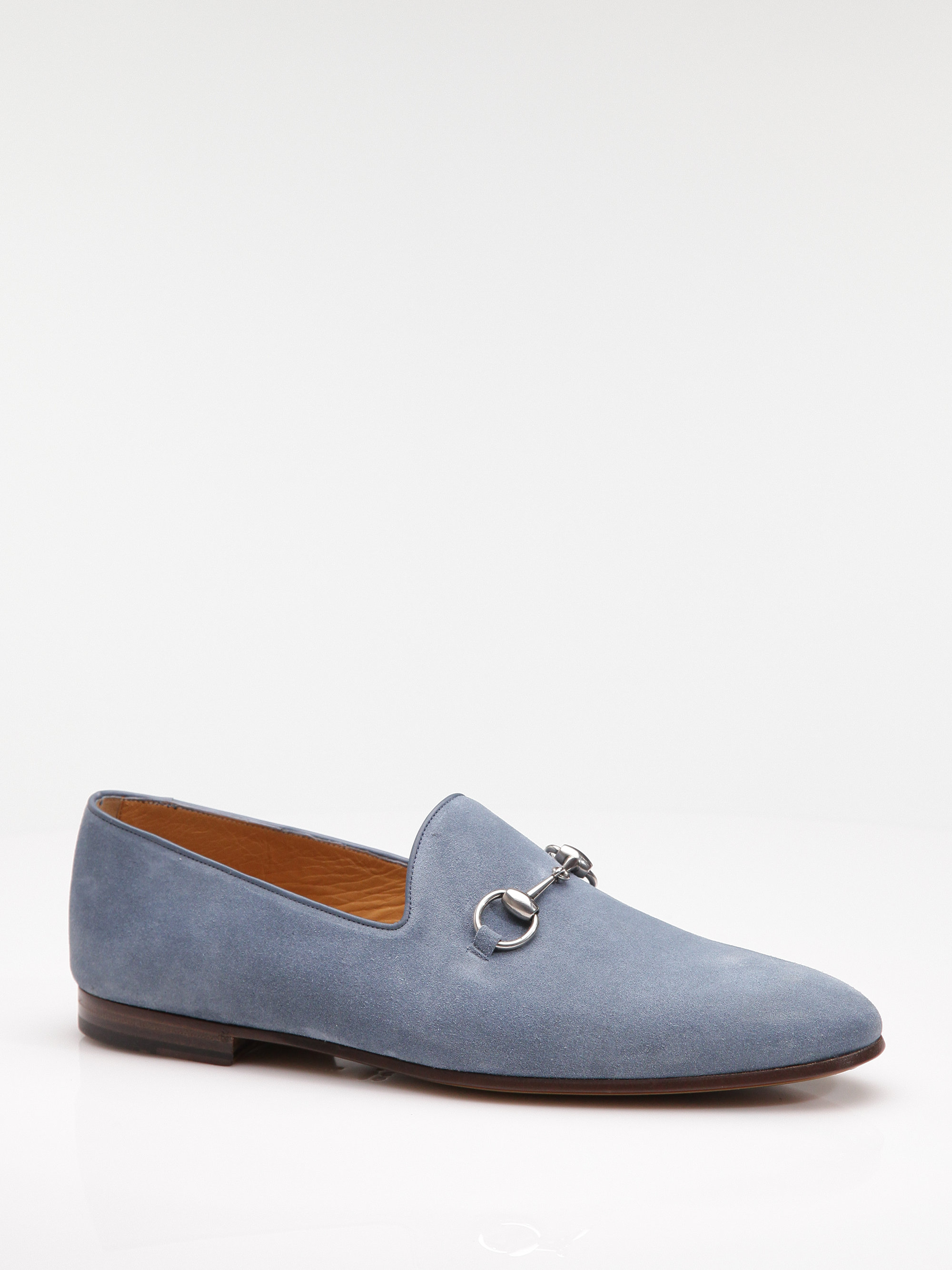 gucci blue leather loafers