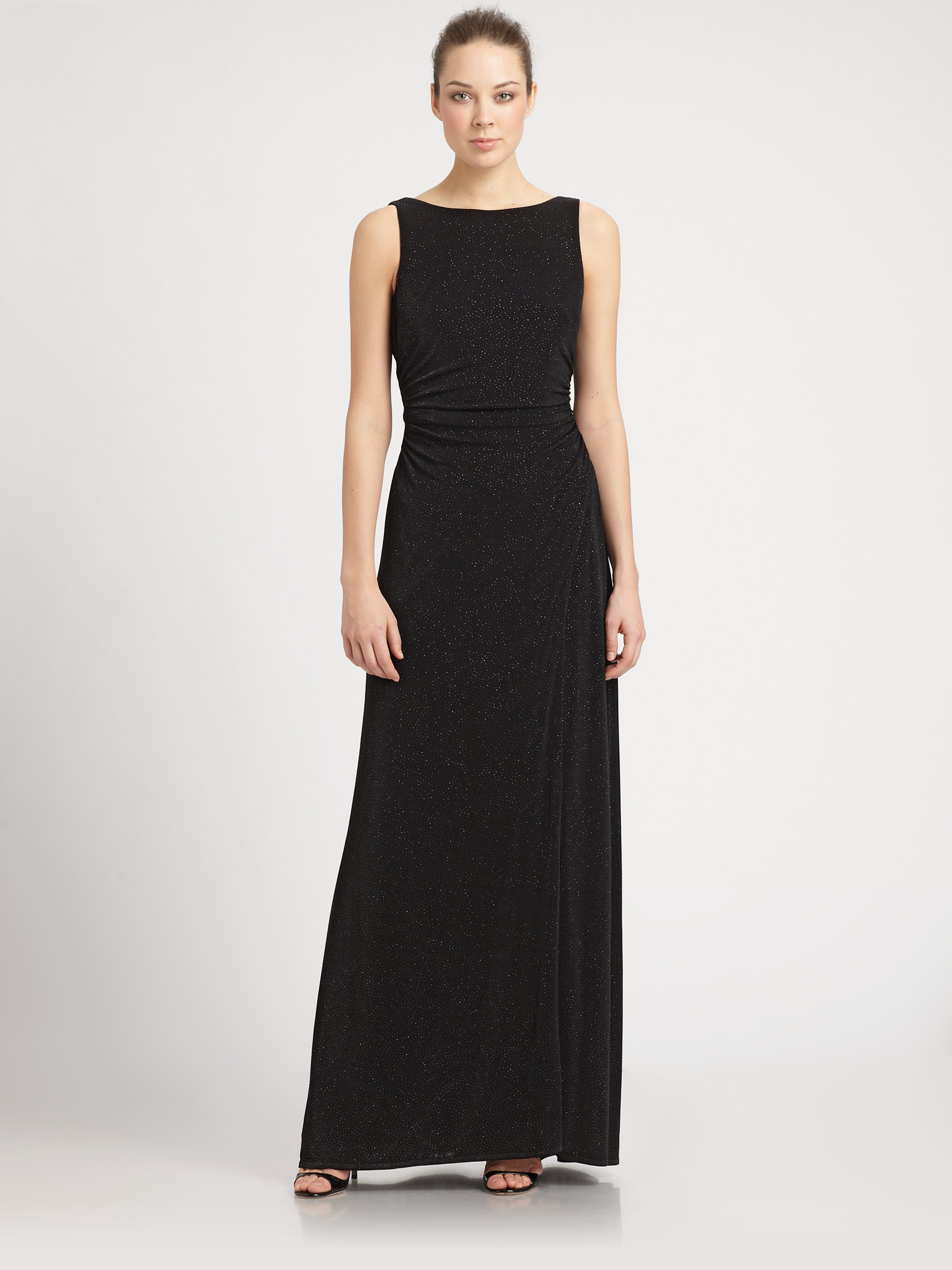 Lyst Laundry By Shelli Segal Drapeback Glitzy Gown in Black