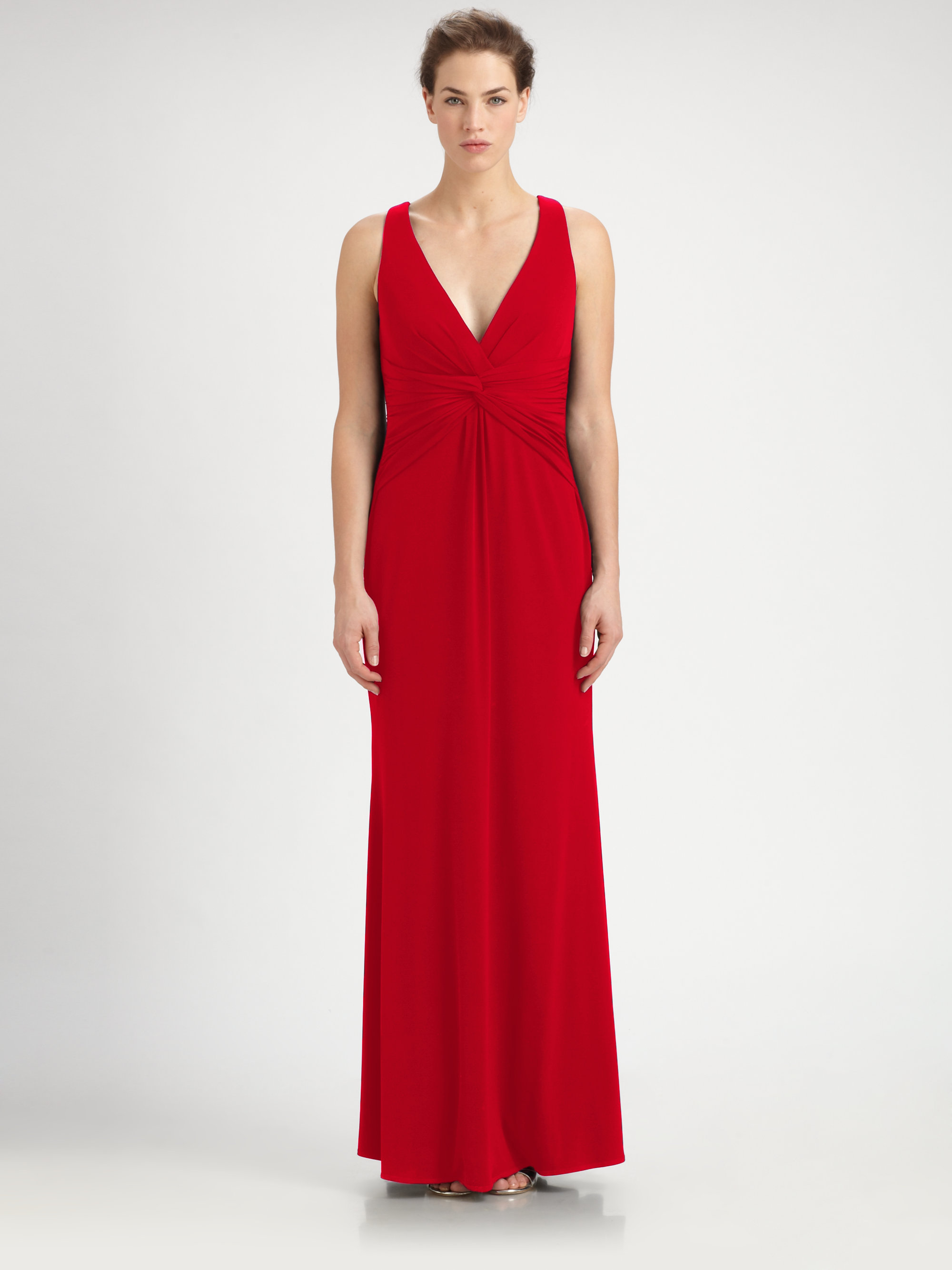 Laundry by shelli segal Halter Jersey Gown in Red (risque) | Lyst
