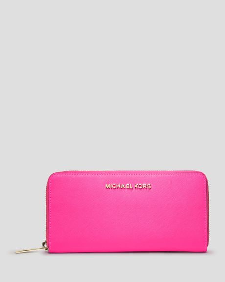 Michael Michael Kors Wallet Continental in Red (neon pink) | Lyst