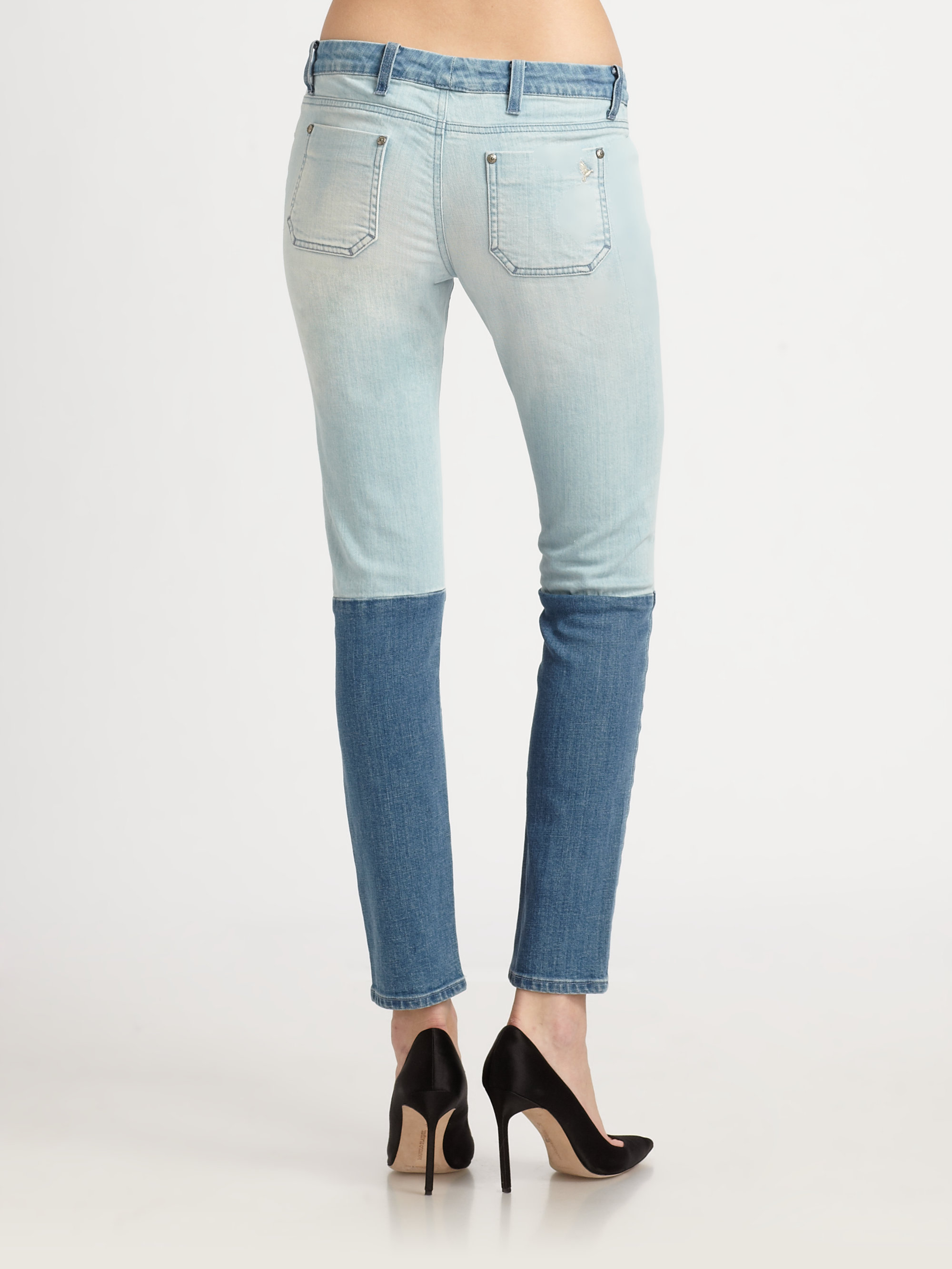 two tone skinny jeans