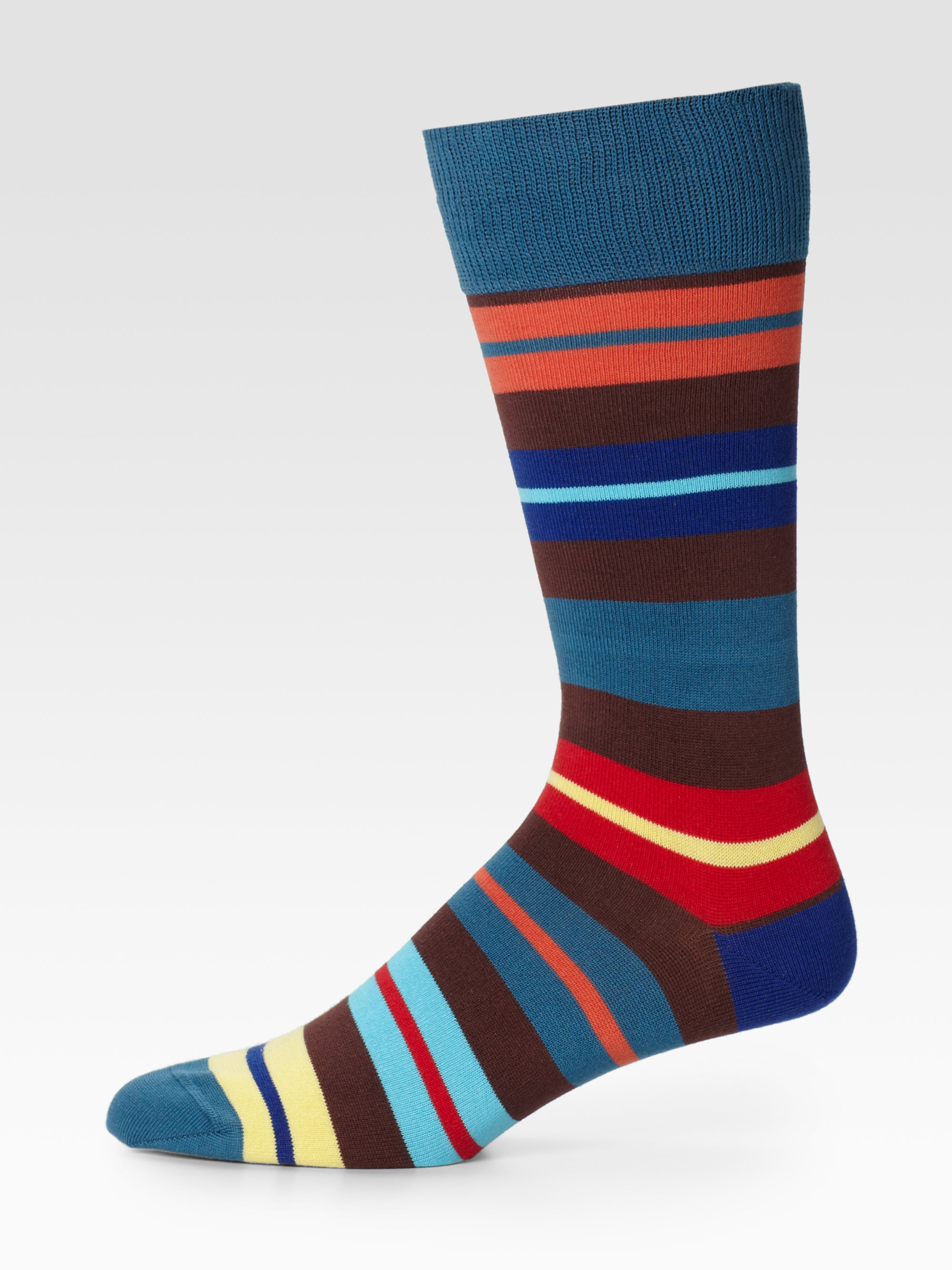 Paul Smith Neon Block Stripe Socks in Multicolor for Men (green) | Lyst