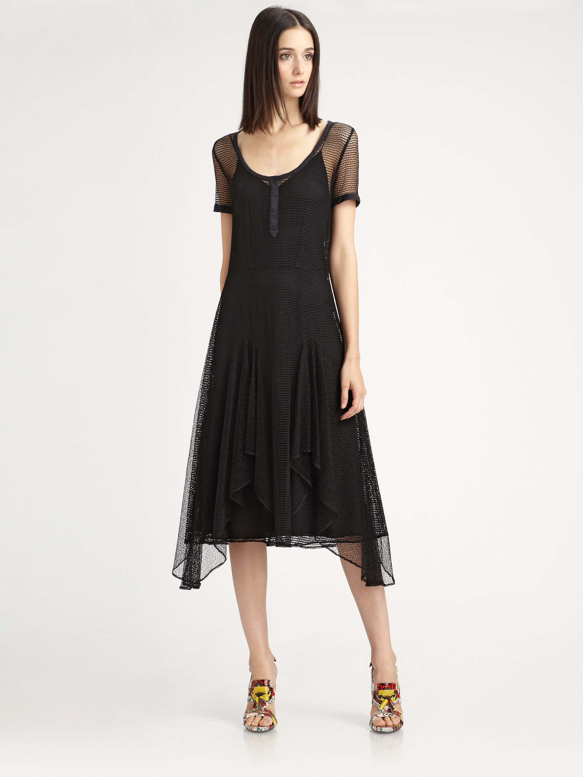 Proenza Schouler Mesh Lace Dress in Black | Lyst