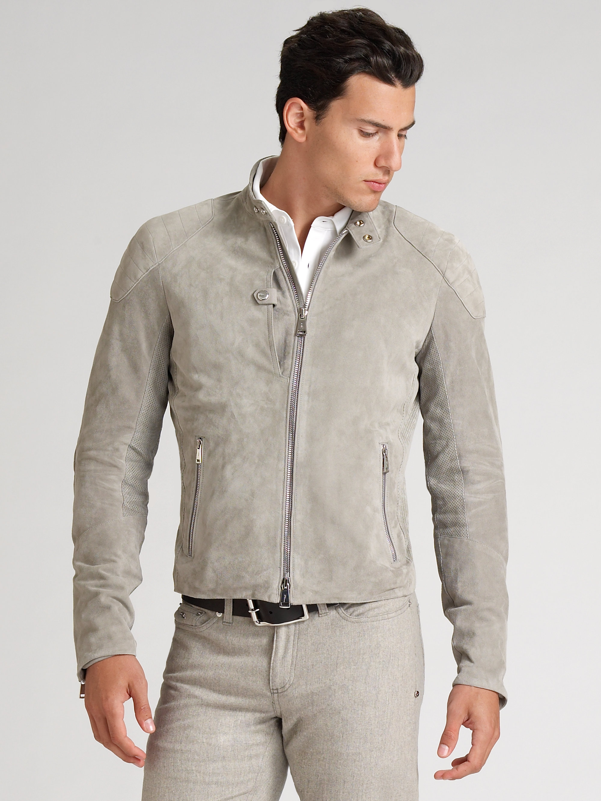 Lyst Ralph Lauren Black Label Suede Jacket in Gray for Men