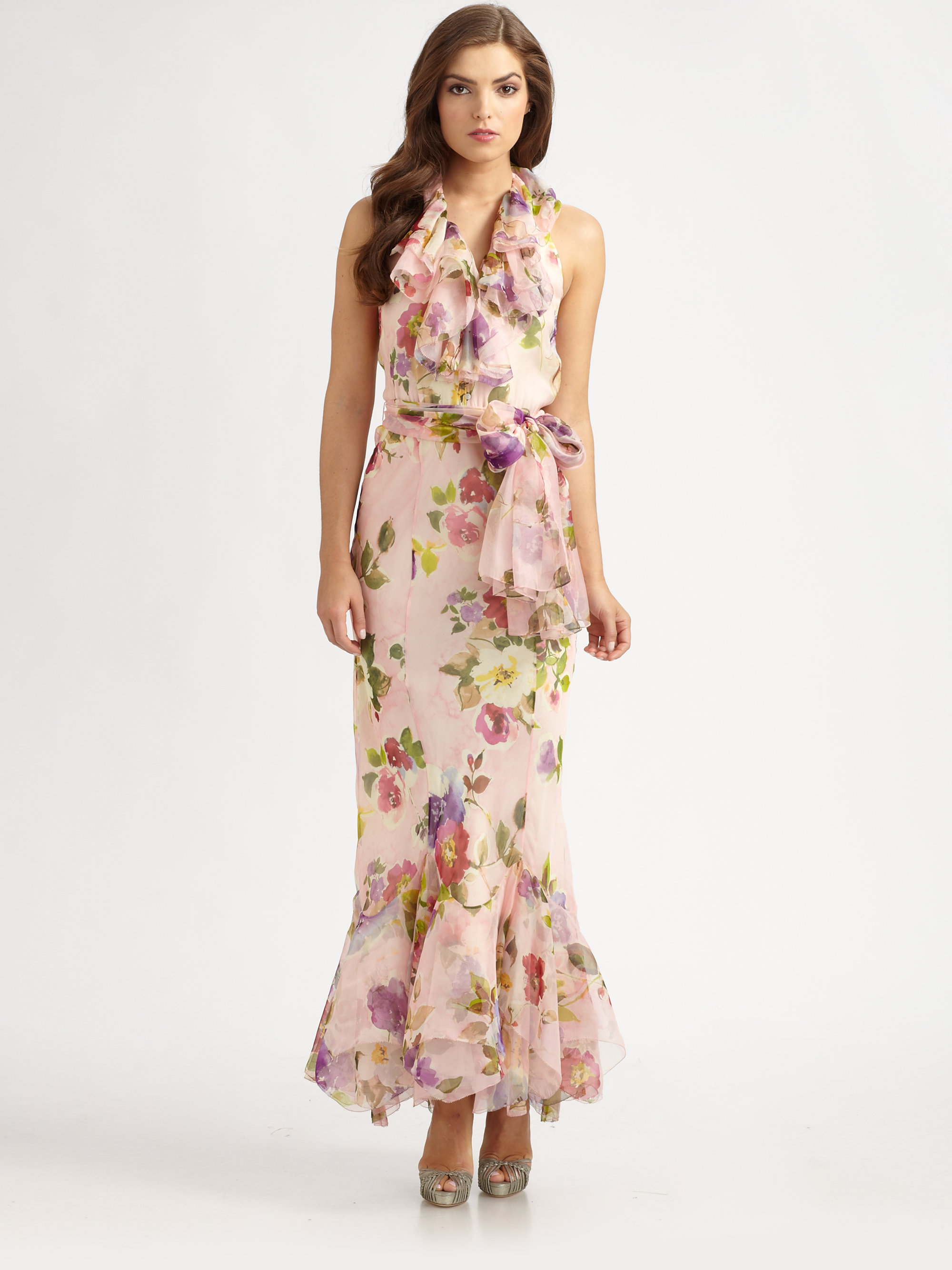 Lyst - Ralph Lauren Blue Label Floral Silk Organza Dress