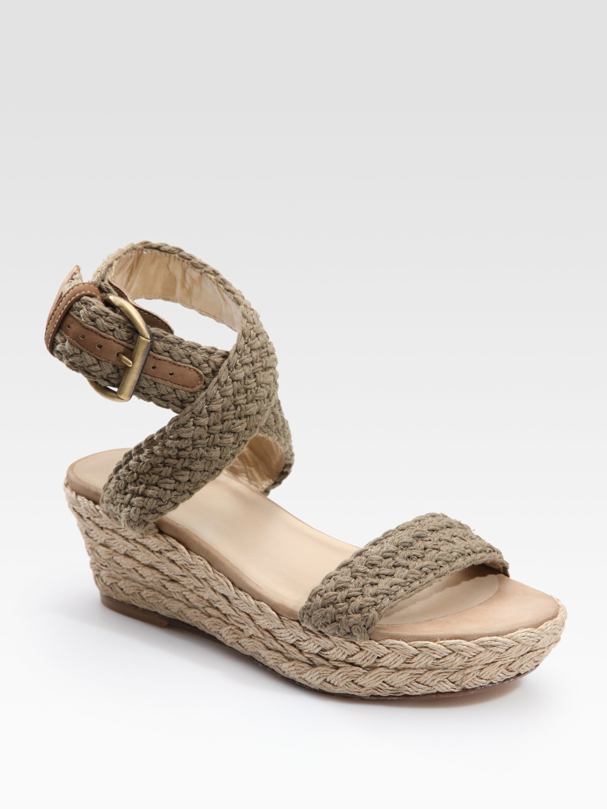 Lyst Stuart Weitzman Alexlo Handcrochet Espadrille Wedges in Brown