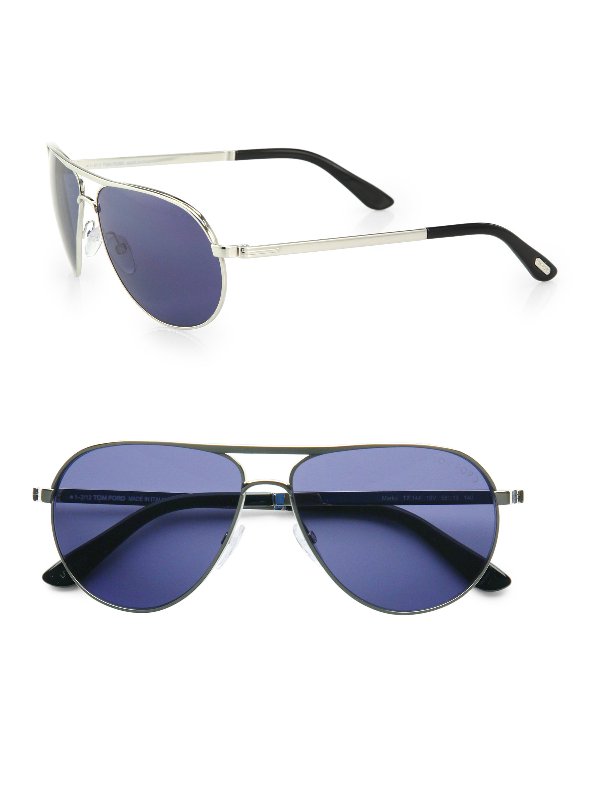 Tom ford Marko 58mm Aviator Sunglasses in Blue (rhodium) | Lyst