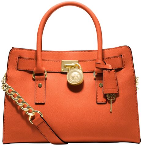 Michael Michael Kors Hamilton Satchel Handbag in Orange | Lyst