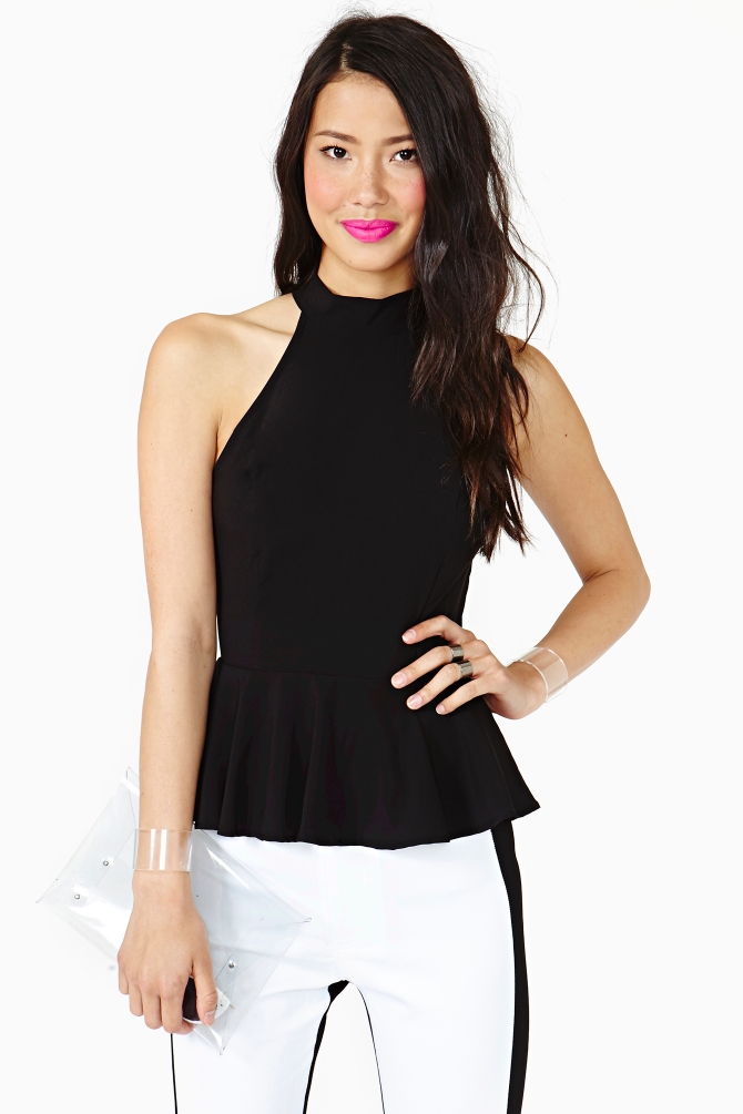 high neck peplum top