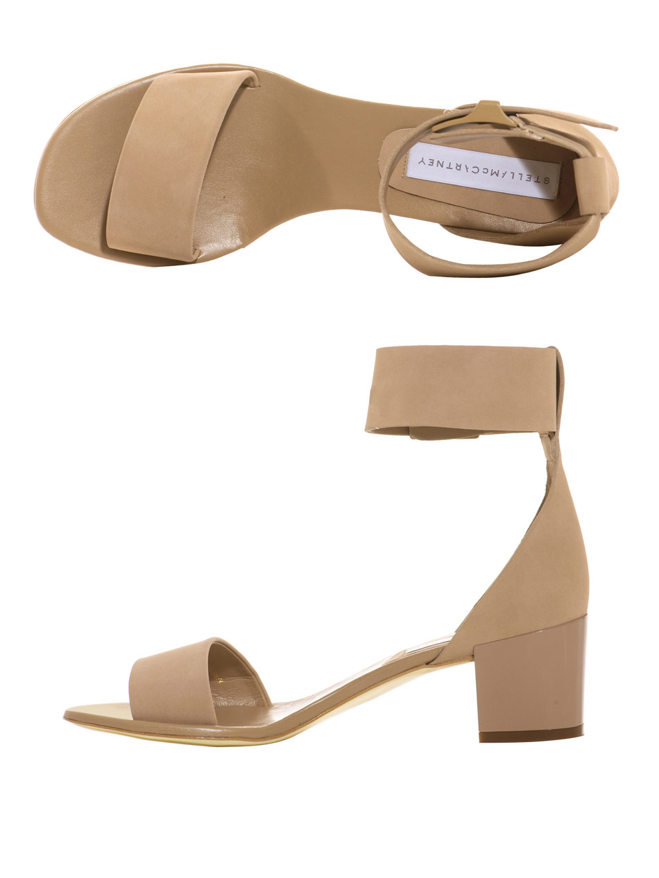 shoes heel block high Block mccartney in Stella Sandals   Heel Beige Lyst