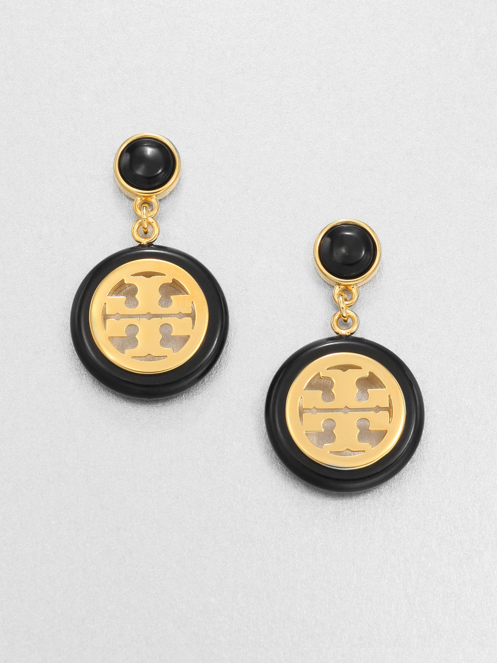 Lyst Tory Burch Logo Medallion Drop Earrings In Metallic Gallery