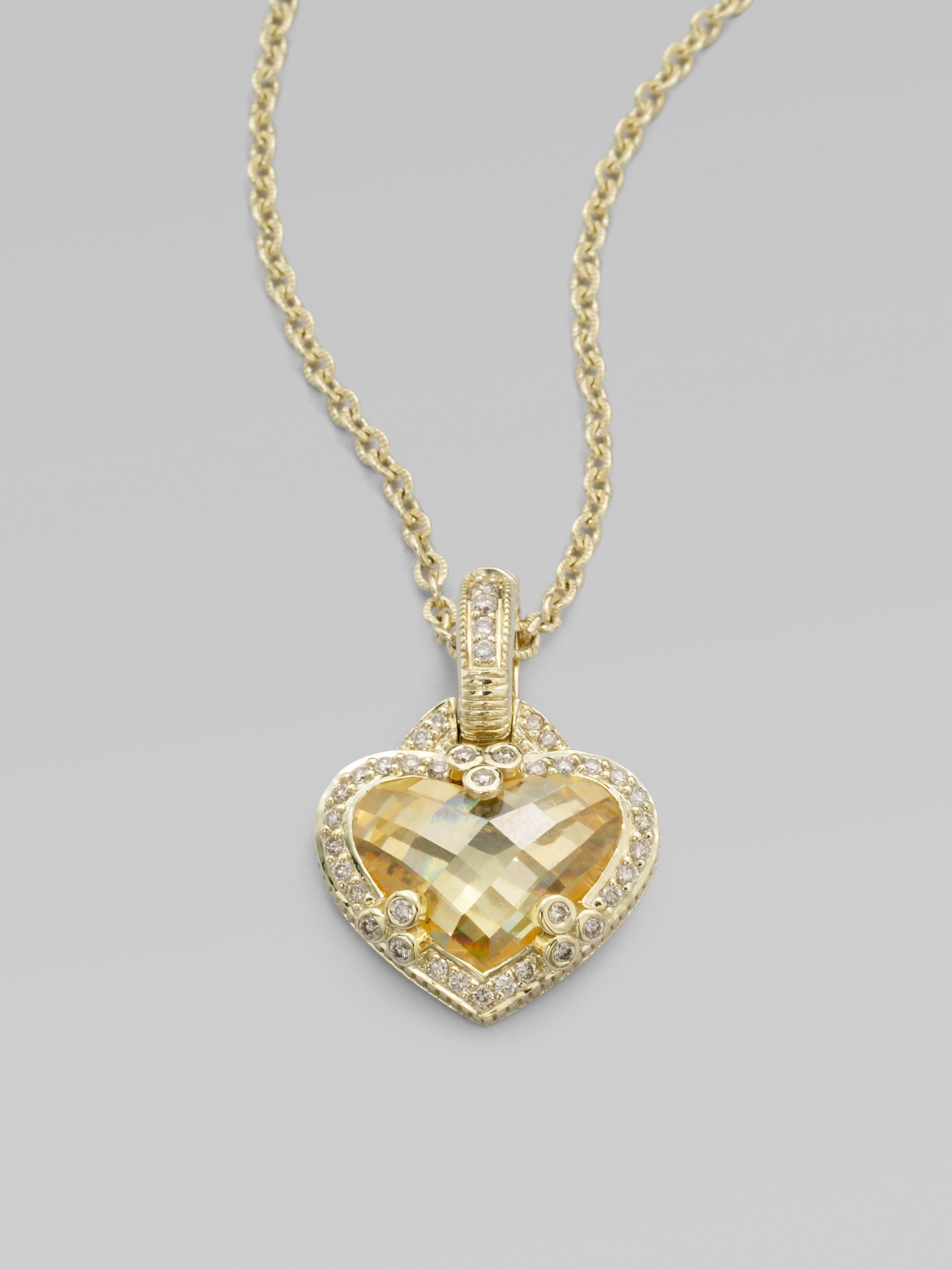 Lyst - Judith Ripka Diamond Accented 14k Gold Crystal Heart Pendant