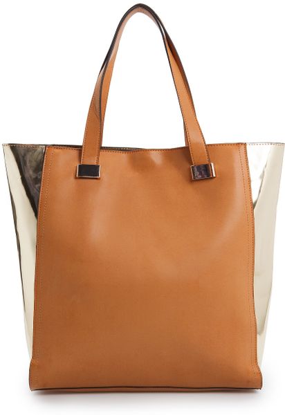 Mango Touch Mirror Paneled Shopper Bag in Brown (94) | Lyst