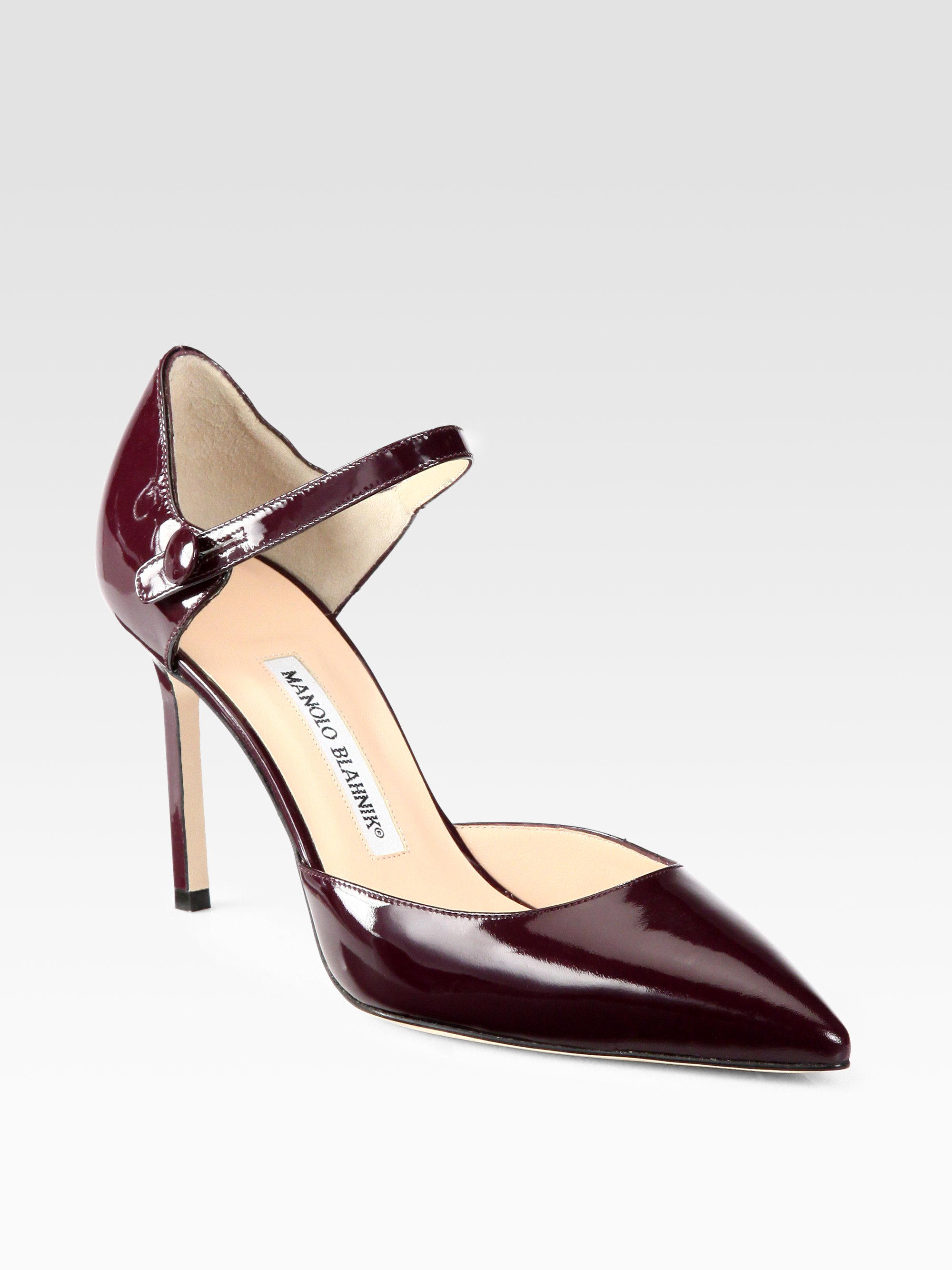 Manolo blahnik Norvany Patent Leather Mary Jane Pumps in Purple | Lyst