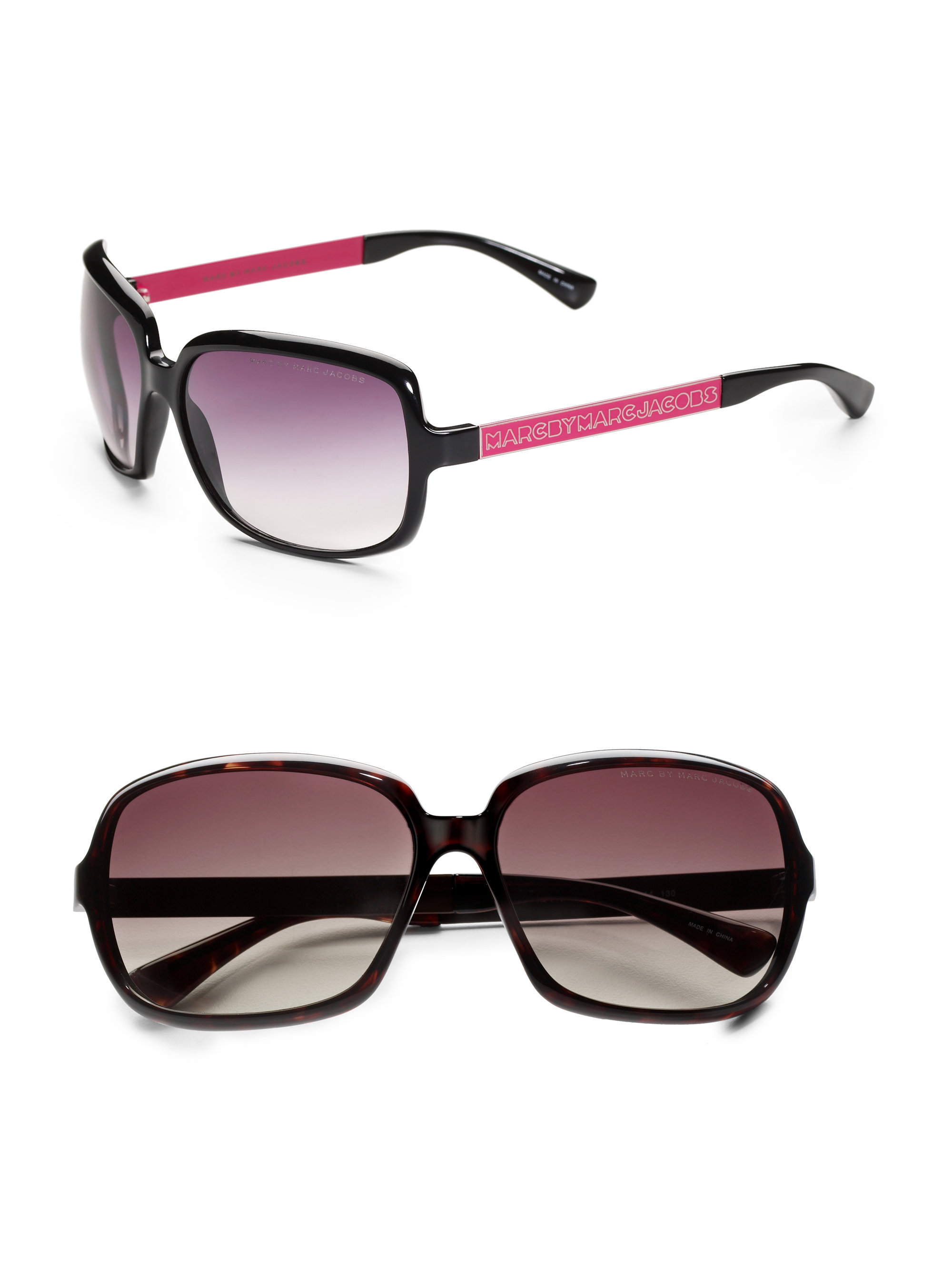 Marc by marc jacobs Small Square Sunglasses in Black (brown, brown lens