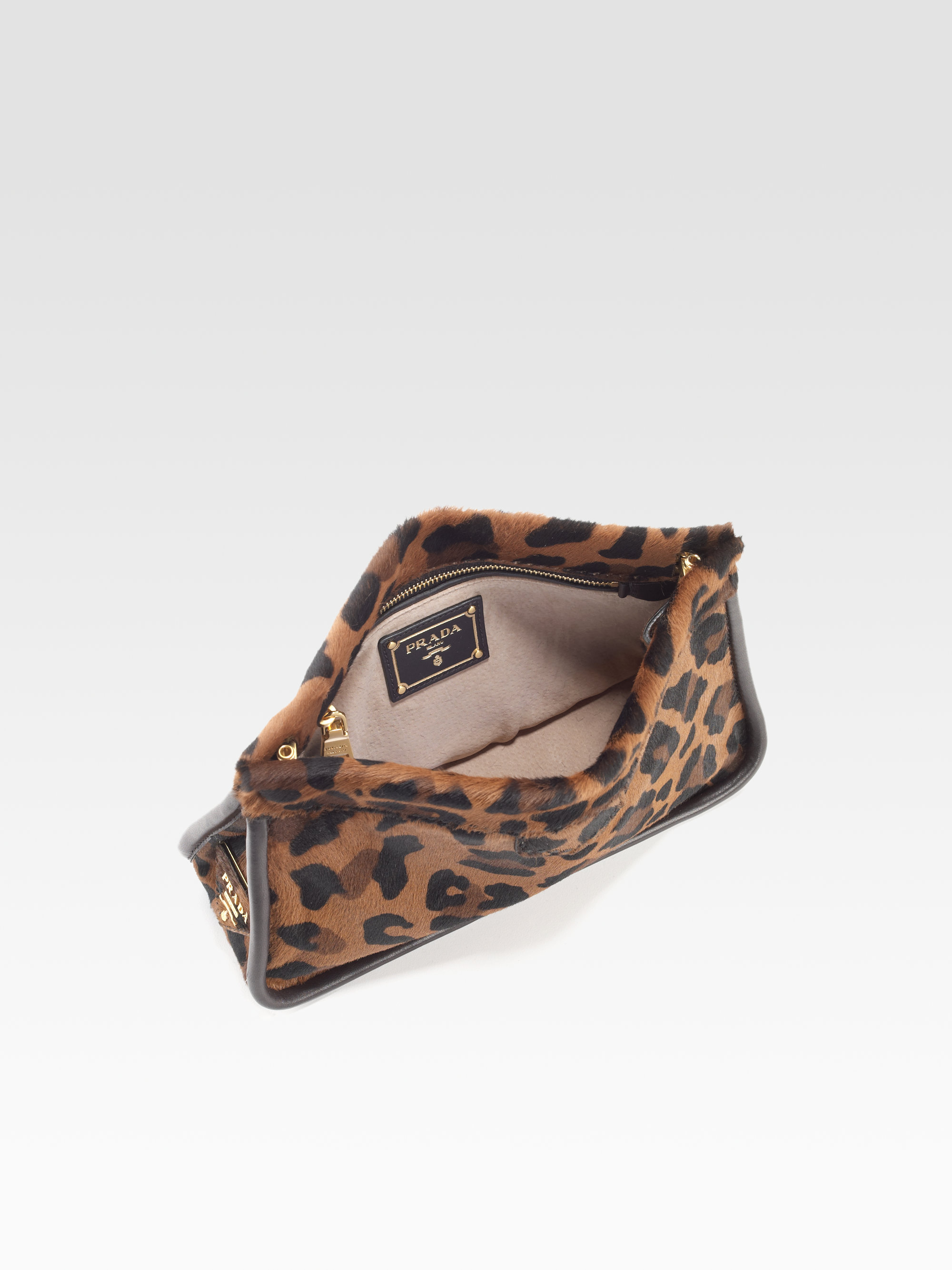 prada vela messenger bag sale - Prada Cavallino Printed Haircalf Clutch in Brown (leopard) | Lyst