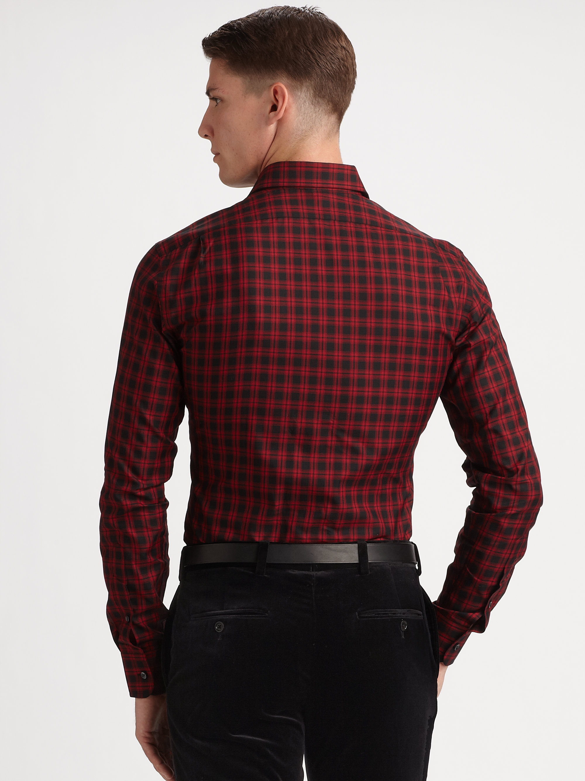 New Zealand Ralph Lauren Black Check Shirt Red 72bc0 Bc20a Real Lyst Ralph Lauren Black Label Bond Cotton Twill Check Shirt In Red 2a000 5e9d6