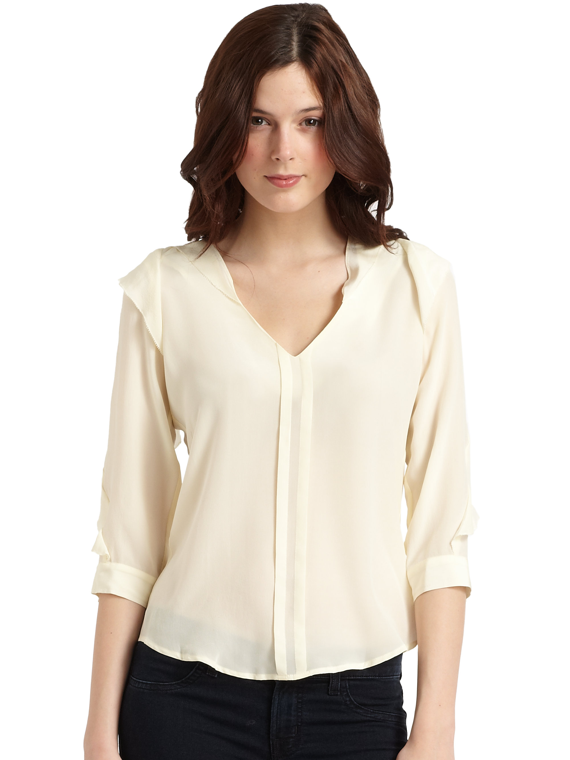 Lyst - Rebecca Minkoff Erin Silk Blouse in Natural