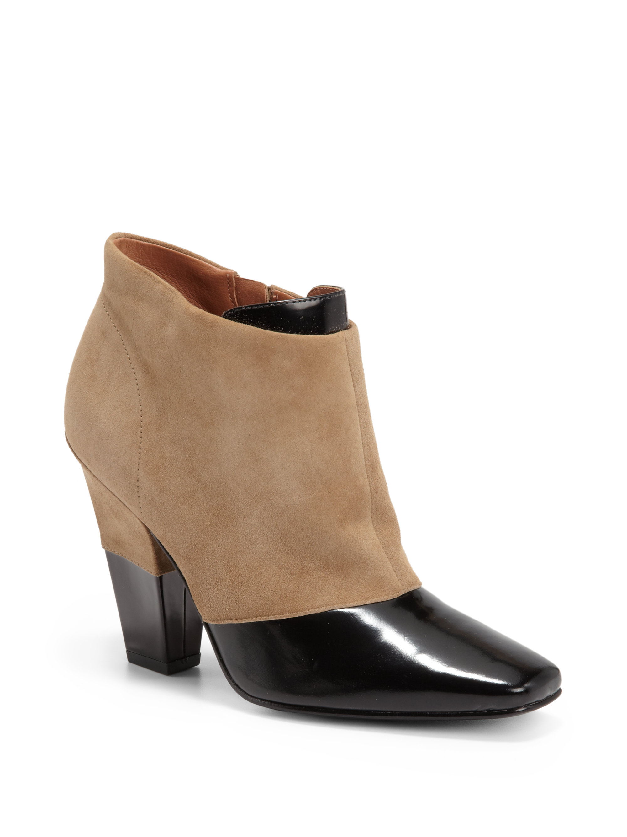 Sigerson Morrison Face Suede Leather Ankle Boots in Black (black beige ...