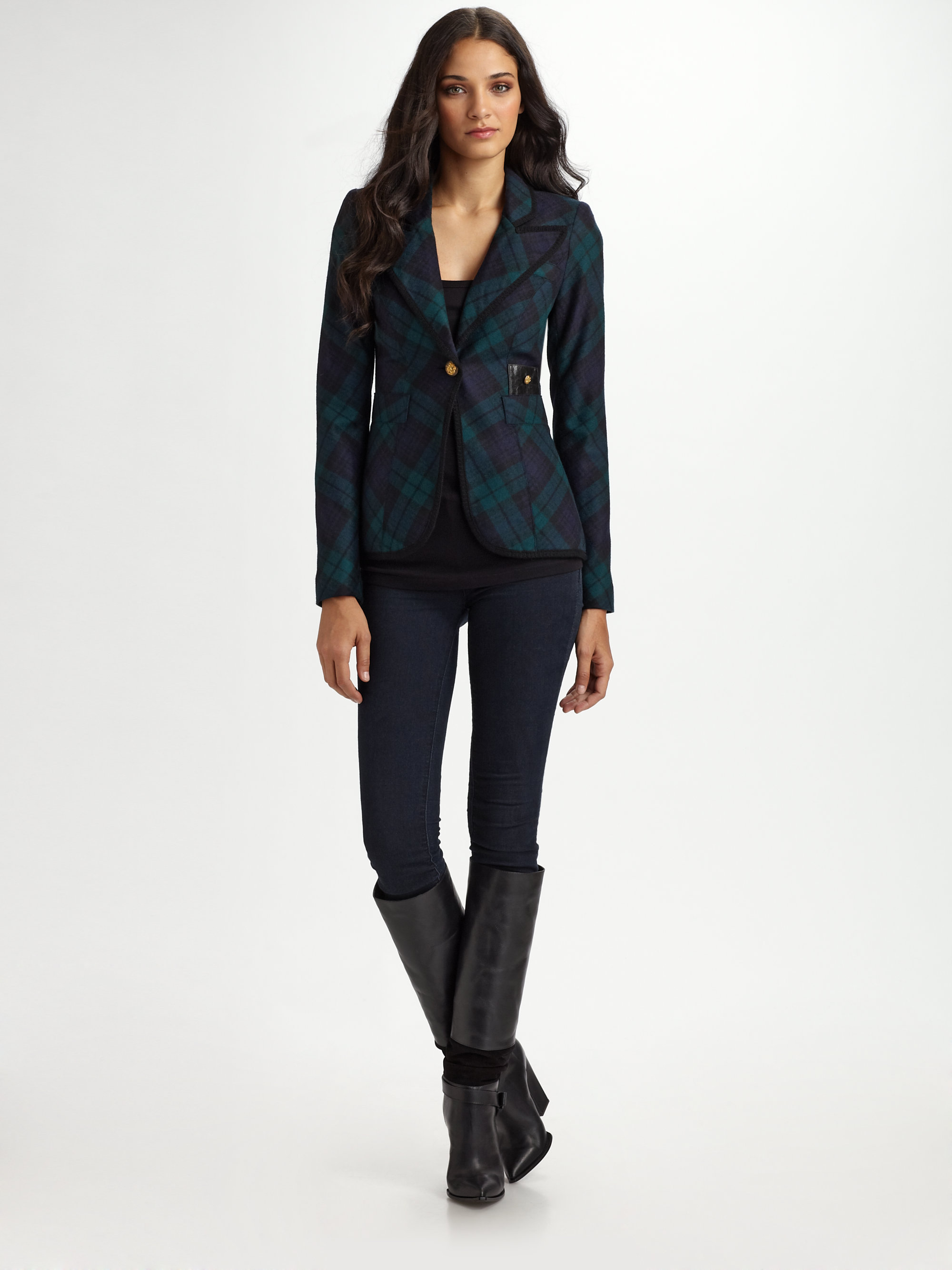 Lyst - Smythe Taped Plaid Blazer in Blue