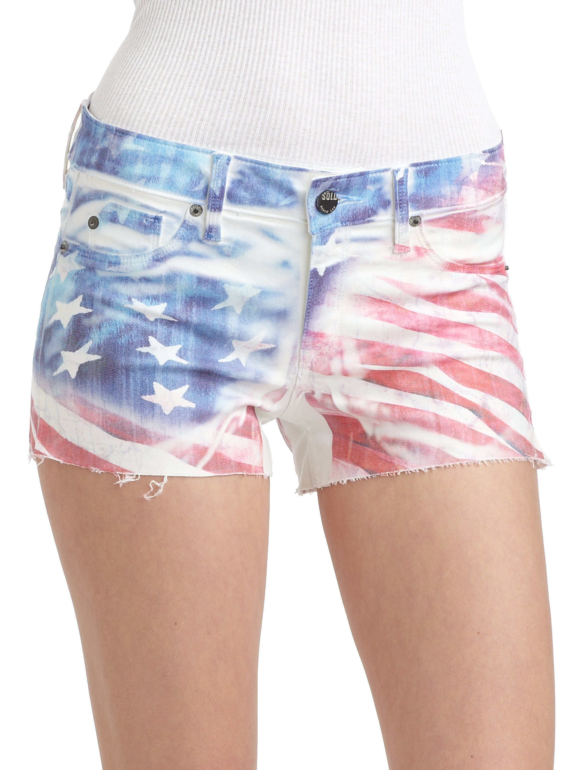 Sold Design Lab Bleeker Baby Stars Stripes Denim Shorts in Multicolor ...