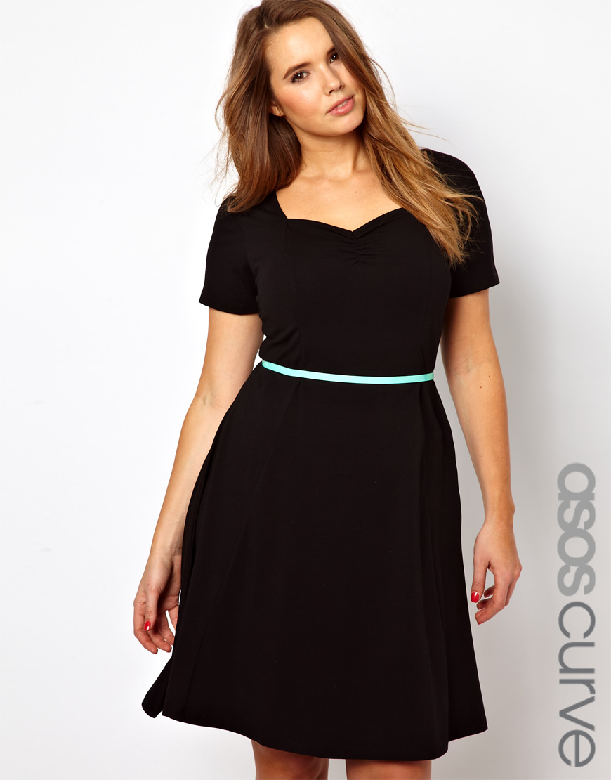 Asos Curve Exclusive Skater Dress with Sweetheart Neckline and Short ...