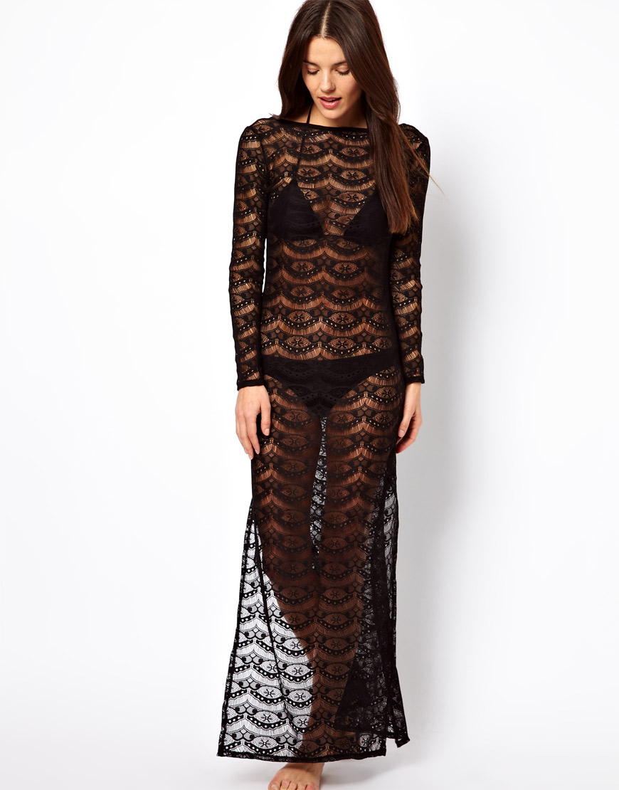 Lyst  Asos Lace Maxi Beach Dress in Black