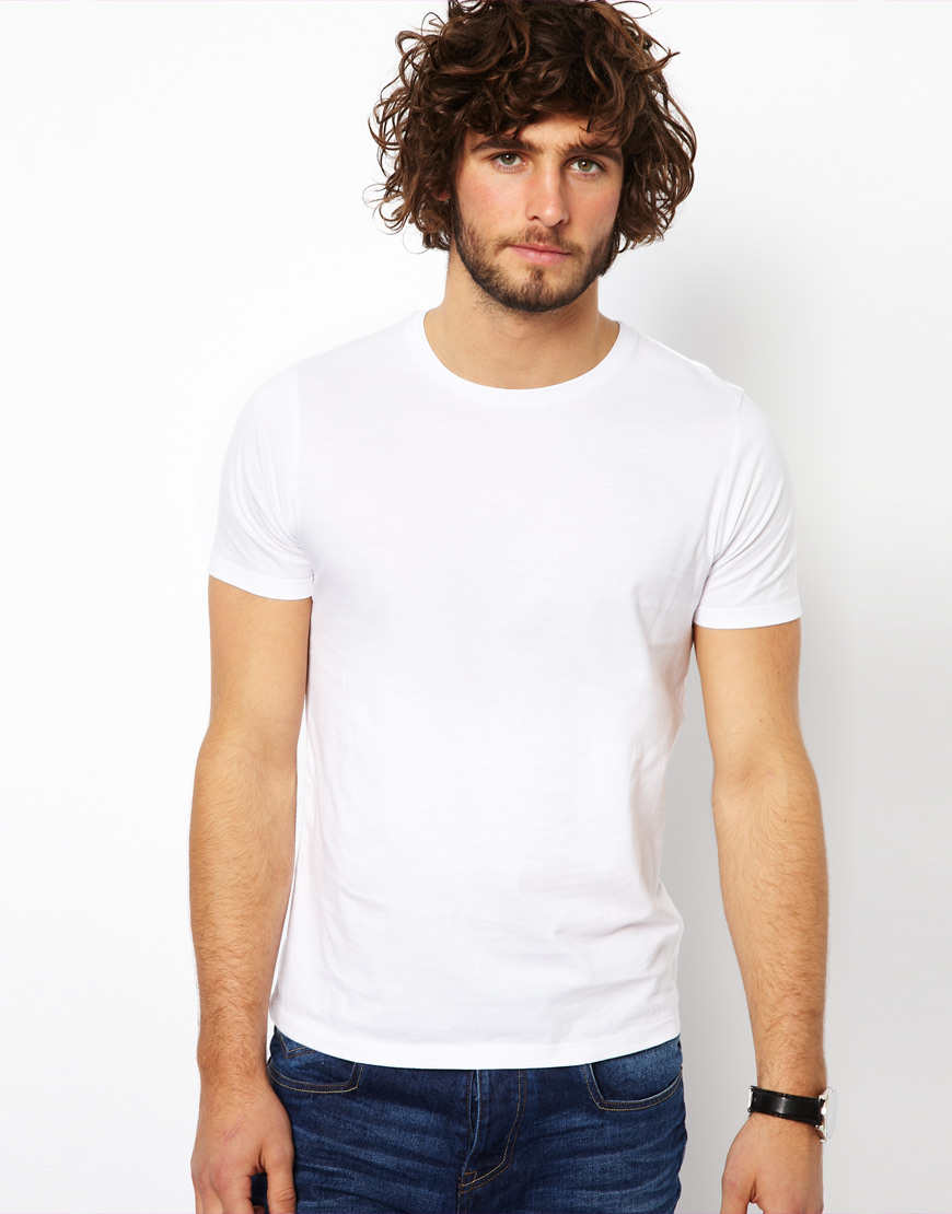 Asos T-shirt With Crew Neck in White for Men | Lyst