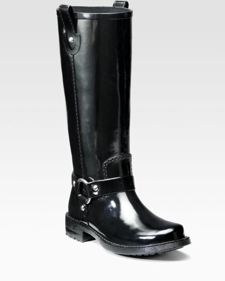 Kors By Michael Kors Stormy Moto Rubber Rain Boots in Black | Lyst
