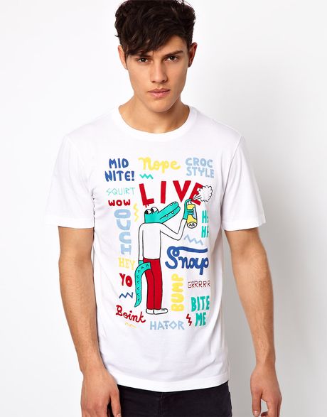 Lacoste Live T-shirt with Cartoon Graffiti Graphic in White for Men | Lyst