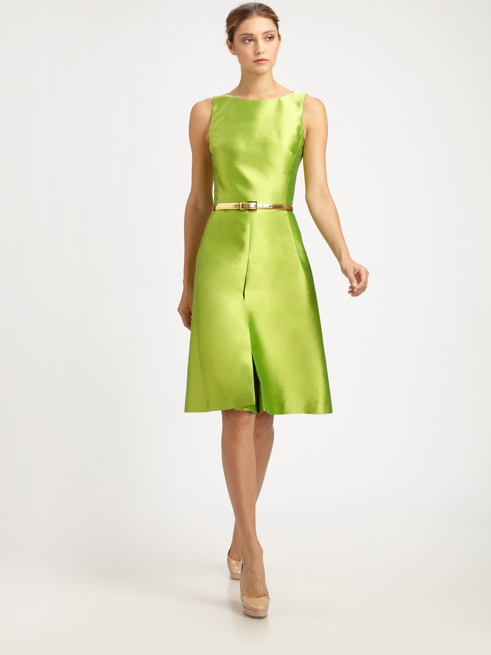 Lyst - Michael Kors Silk Shantung Dress in Green