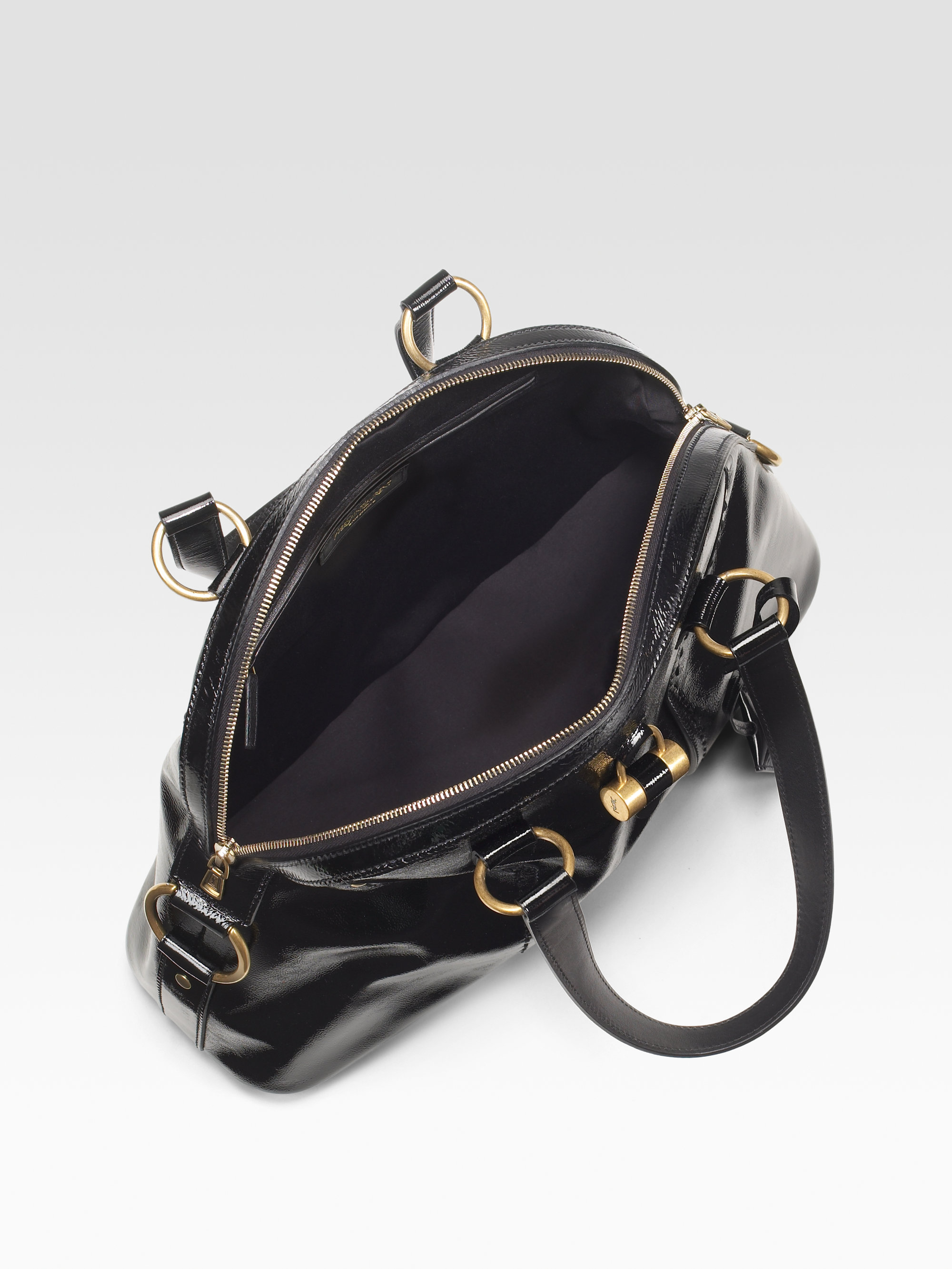 Saint laurent Patent Leather Muse Bag in Black | Lyst
