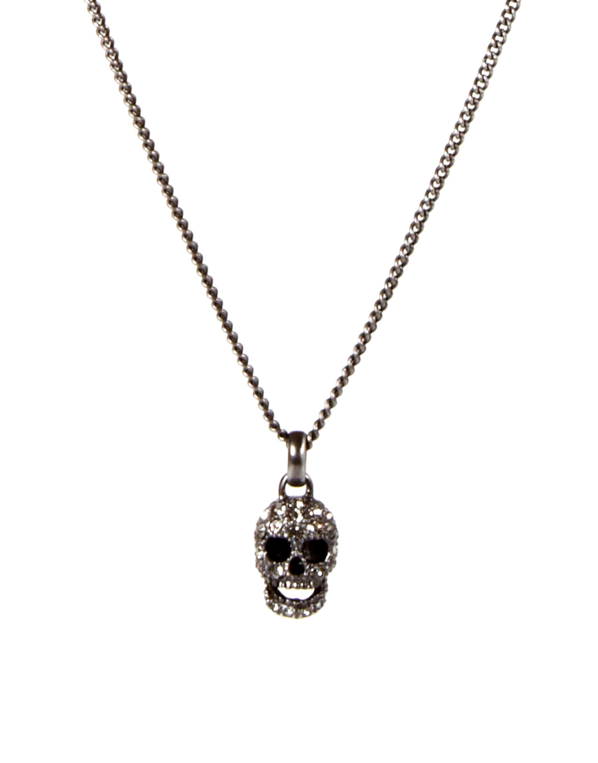 Simon Carter Crystal Skull Necklace in Black for Men | Lyst