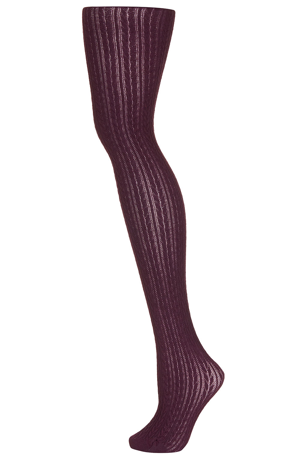 Lyst - Topshop Burgundy Cable Mix Tights in Purple