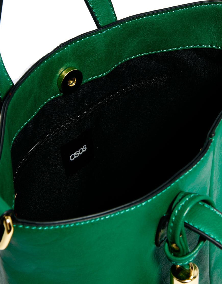 Lyst - Asos Mini Tote Bag with Tassel Detail in Green