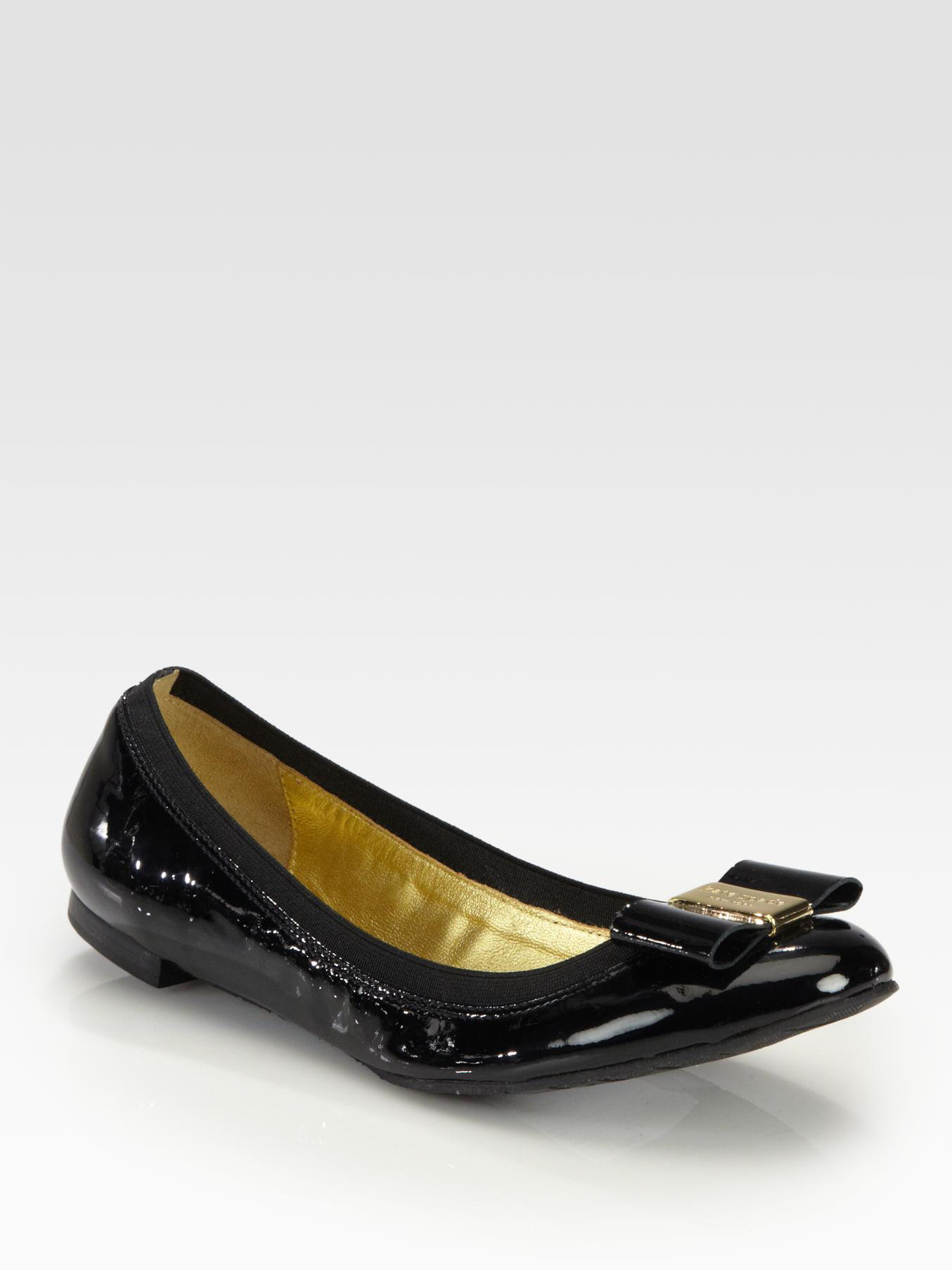 Kate spade new york Tock Patent Leather Bow Ballet Flats in Black | Lyst