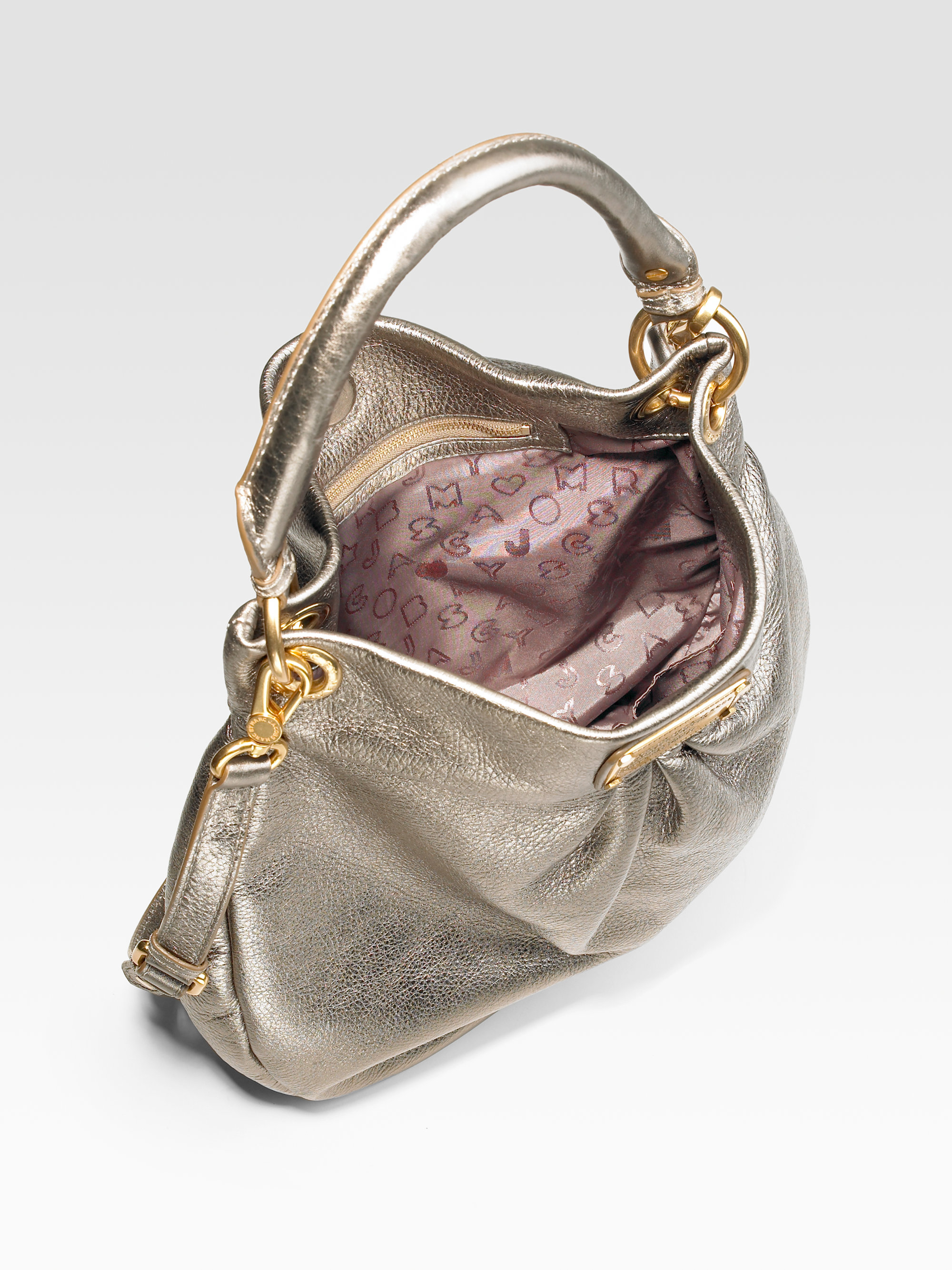 Marc by marc jacobs Classic Q Metallic Leather Hillier Hobo Bag in Metallic | Lyst