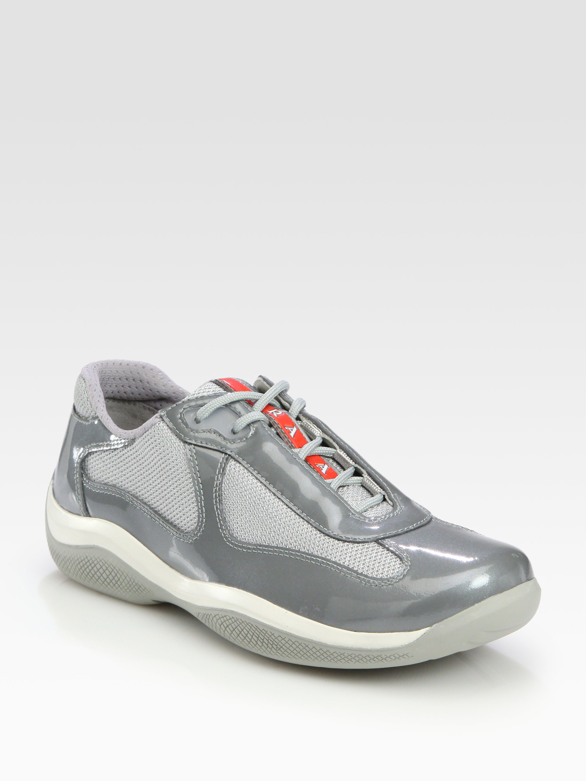 Lyst - Prada Patent Sport Sneakers in Metallic